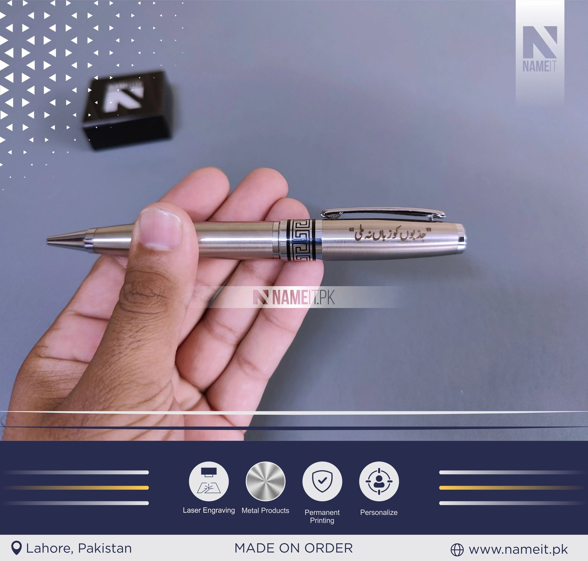 Custom High-Quality Metal Gel Pen, 0.7mm Blue Ink, Ball Point, Business Signature, Calligraphy Practice, Pocket Clip, Electroplated Baking Paint NAMEIT PAKISTAN
