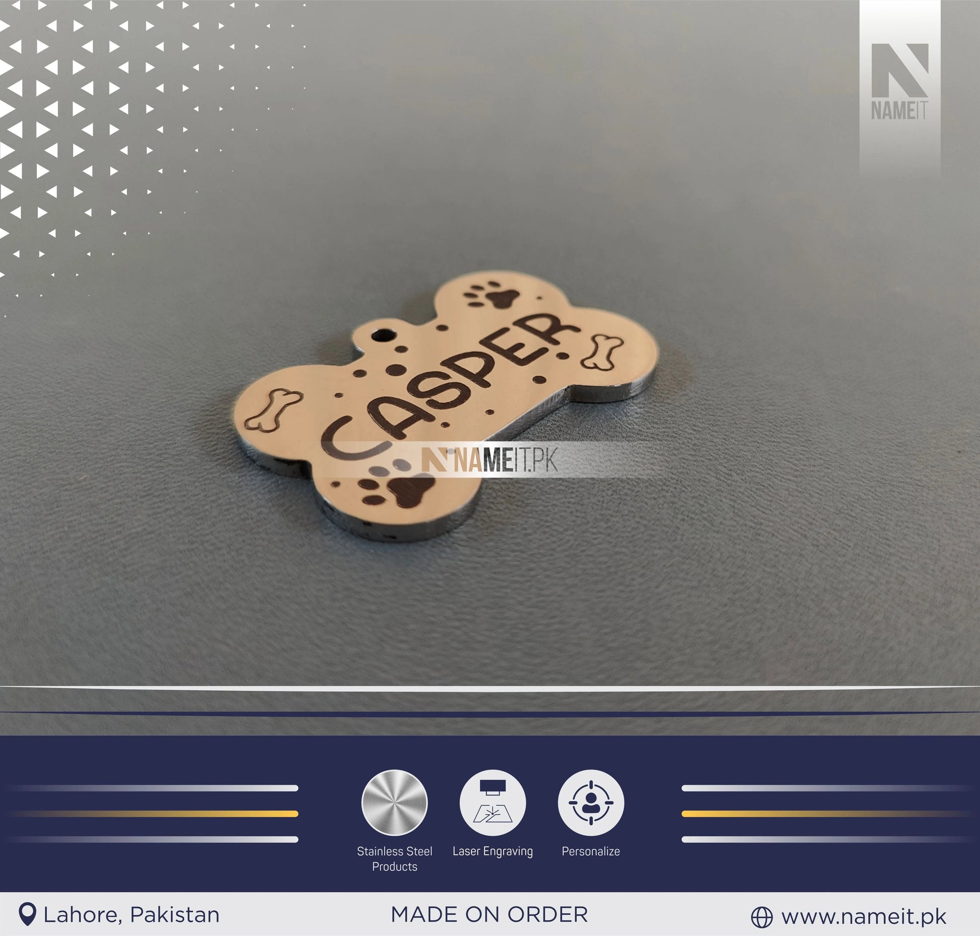 Pets Tag Personalized, Bone Shape Tag, Pet Tags for Collars, Engraved Tag, Name Tag, Customized Pet Tag, Kitty Tag NAMEIT PAKISTAN