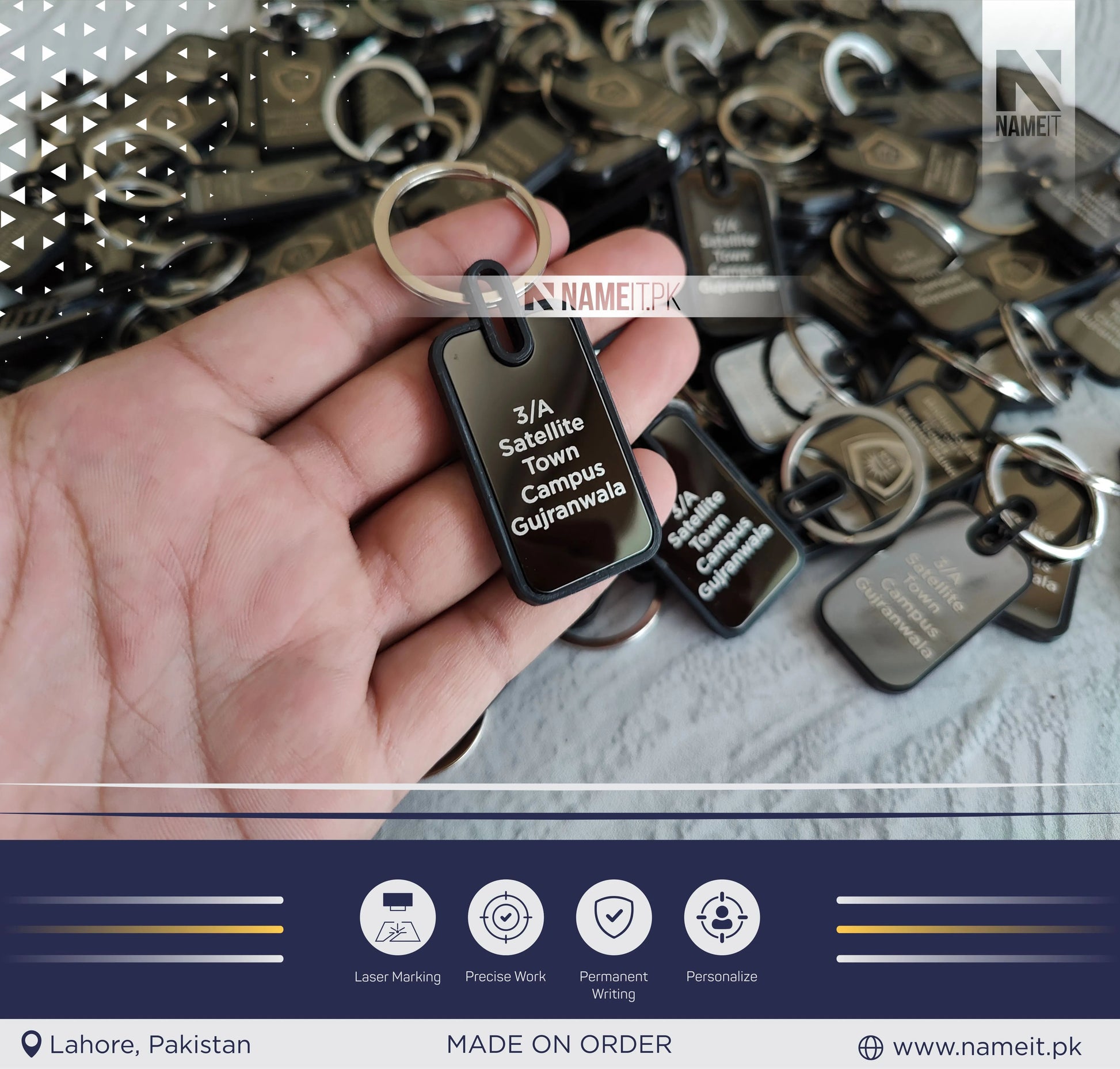 Personalized Premium Metal Keychain, Business Logo, Name, Custom Marketing Business Merchandise, NAMEIT PAKISTAN