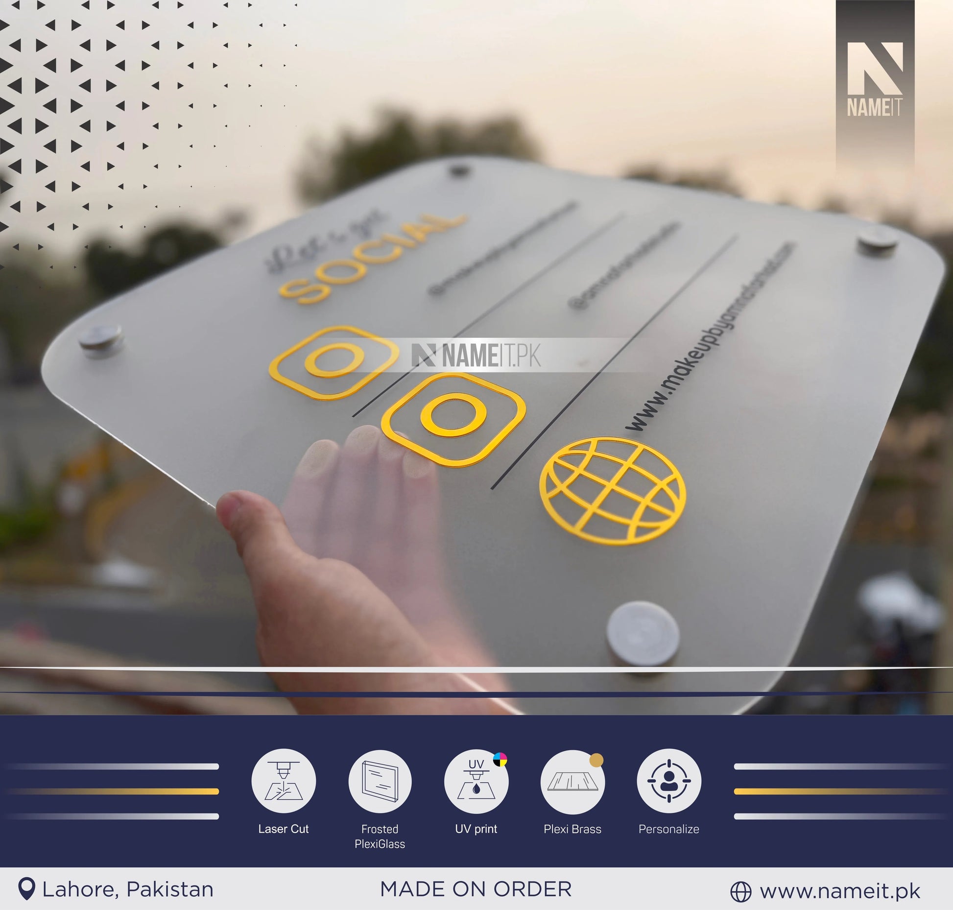 Barcode Frame, Frosted Social Media Sign | Square Wall Sign | Payment Sign | Custom Logo Sign | Payment Method and Social Media Sign NAMEIT PAKISTAN