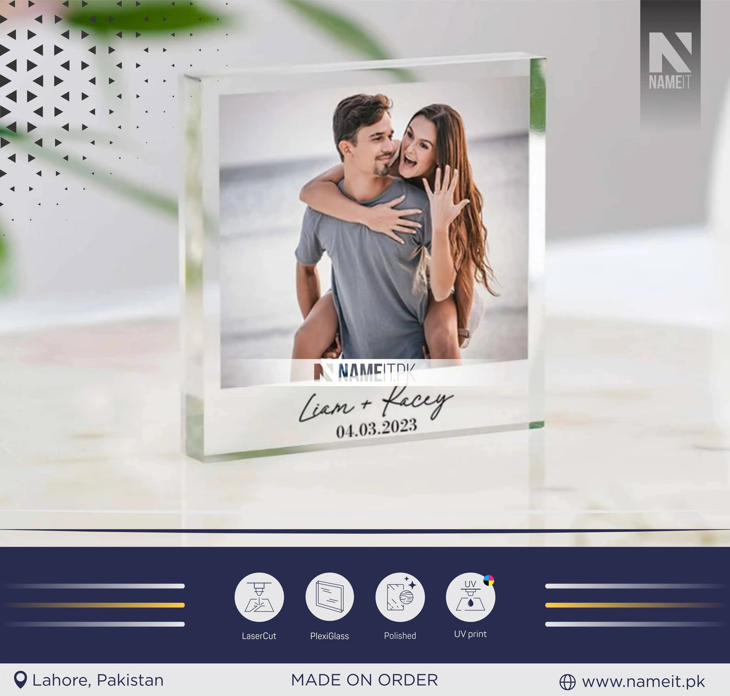 Engagement Personalised Photo Block, Engagement Gift, Anniversary Photo Frame, Wedding Gift, Engagement Acrylic Plaque NAMEIT PAKISTAN