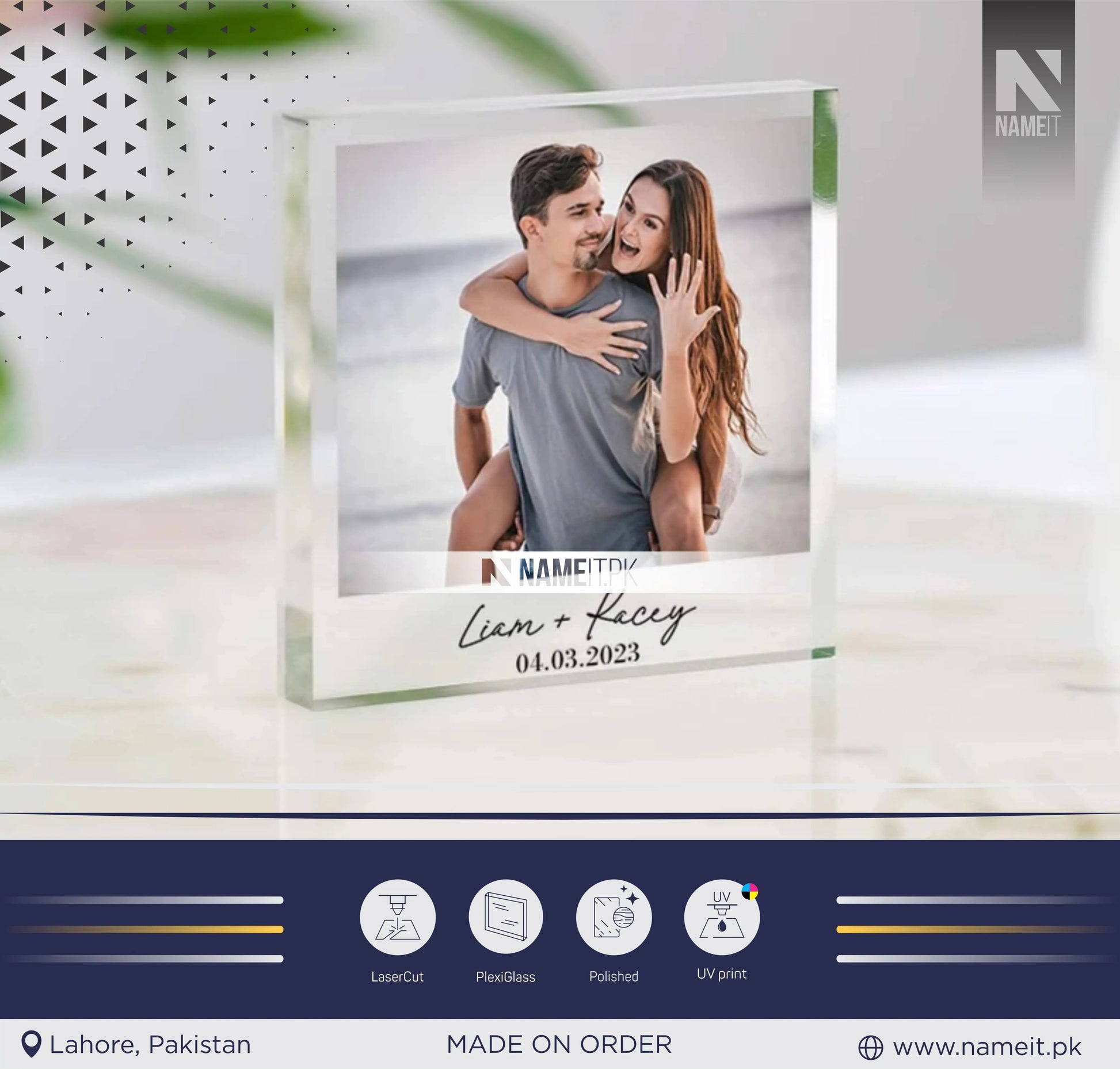 Engagement Personalised Photo Block, Engagement Gift, Anniversary Photo Frame, Wedding Gift, Engagement Acrylic Plaque NAMEIT PAKISTAN