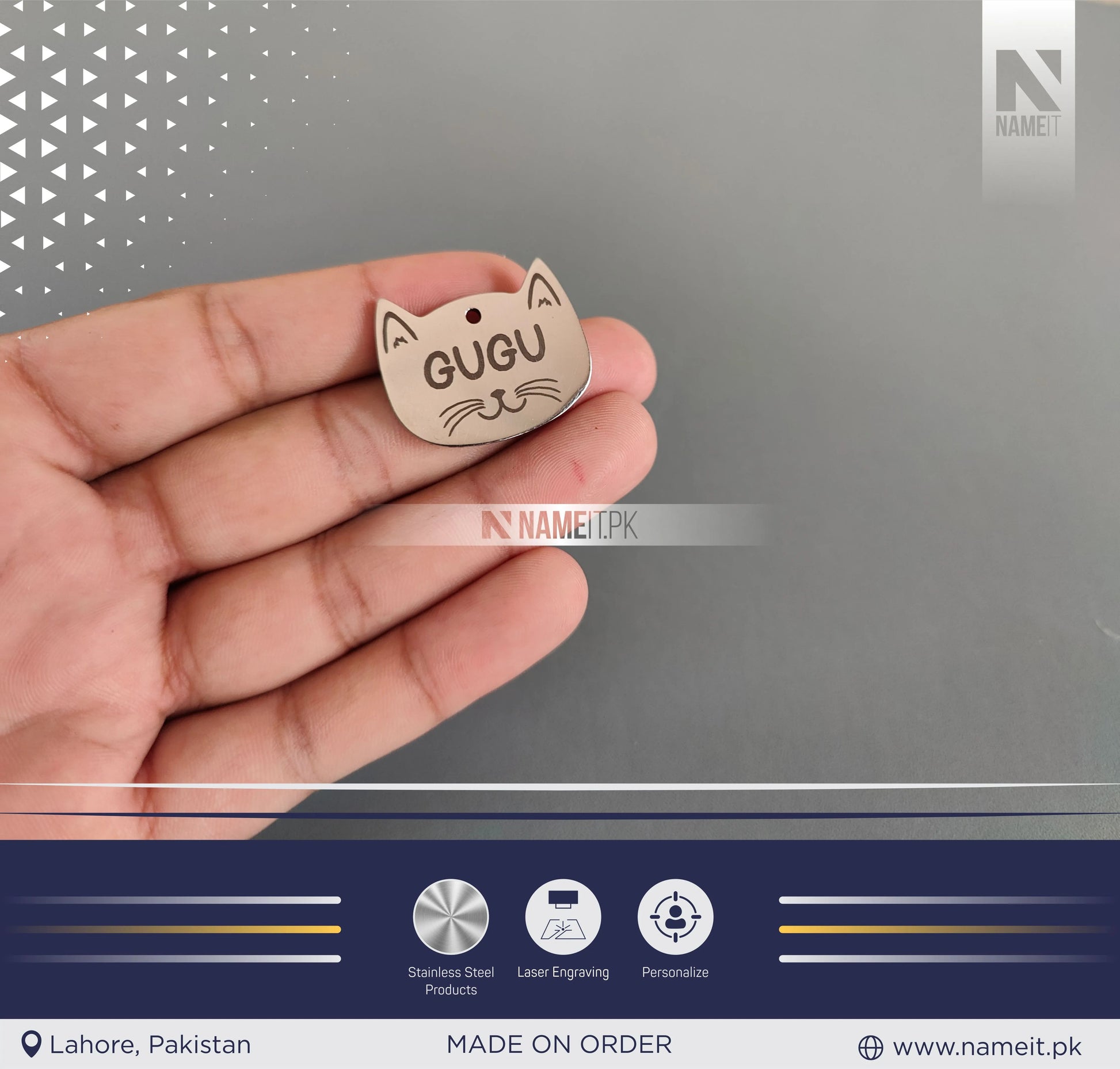 Pets Tag Personalized, Cat Face Tag, Pet Tags for Collars, Engraved Tag, Name Tag, Customized Pet Tag, Kitty Tag NAMEIT PAKISTAN