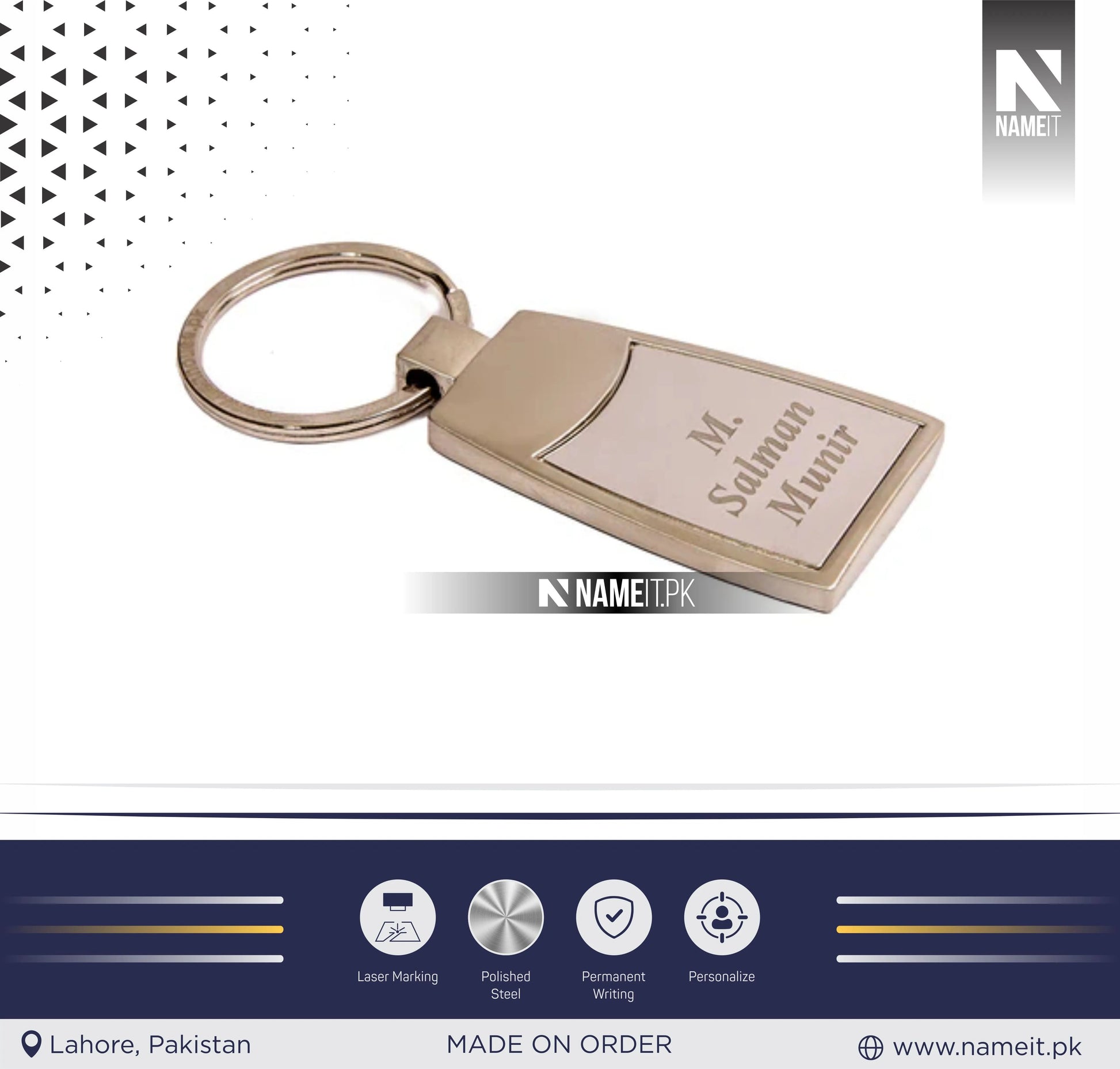 Personalized Metal Keychain, Business Logo, Name, Custom Marketing Business Merchandise, NAMEIT PAKISTAN