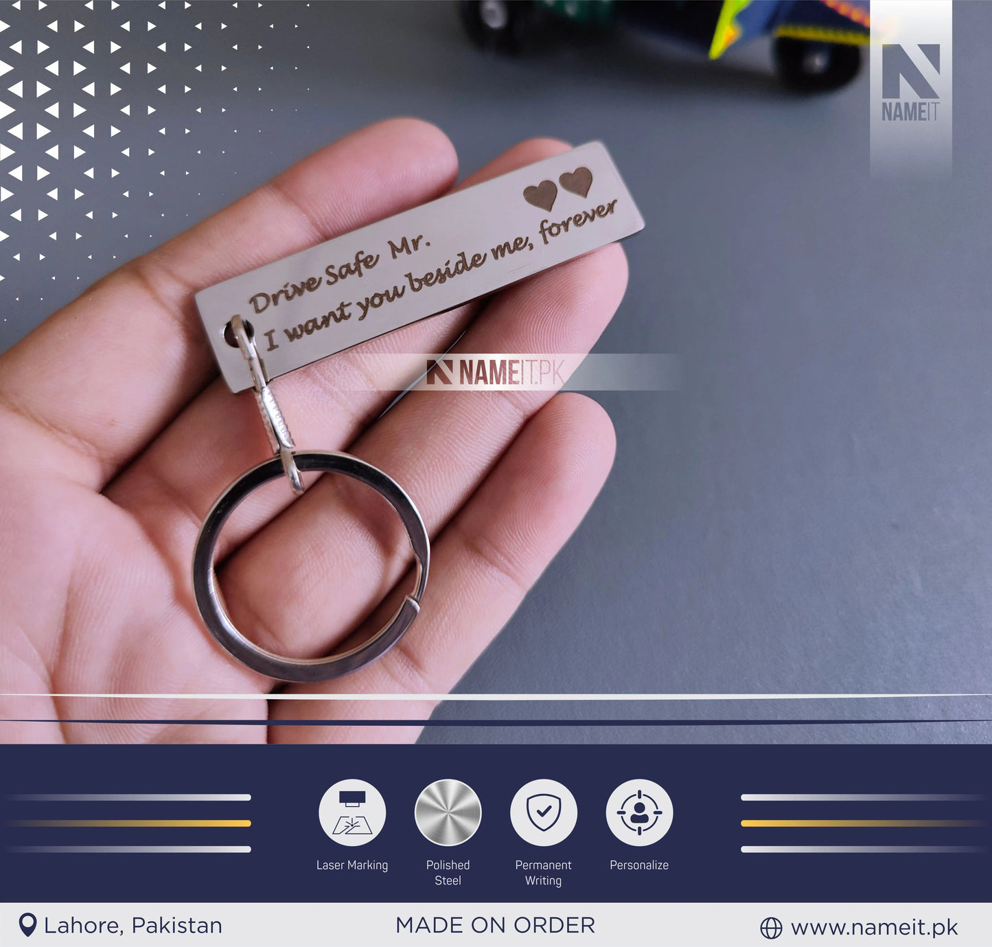 Stainless Steel Keychain, Custom Engraved Key Chain, Personalized Text Keychain, Engraved Keychain, Custom Groomsmen Gift, Gifts for Him NAMEIT PAKISTAN
