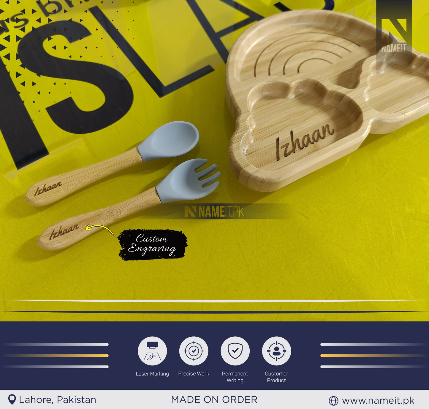 Feeding Plate Set – Custom Your baby Feeding Plate Set with Name, initial, or Date | Perfect Gift for Birthday, New bornbaby & Special Occasions