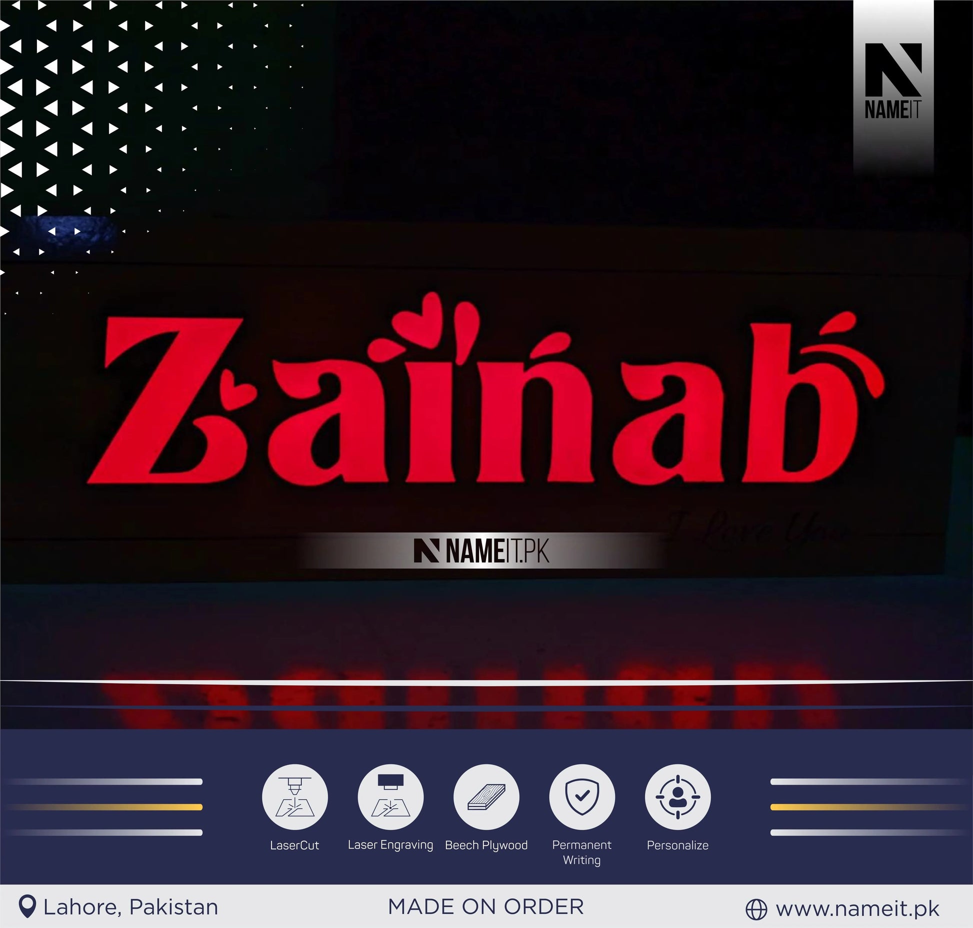 Custom Backlit Name Box,wall logo sign,business sign,Wooden Custom Business Name Plate, Indoor NAMEIT PAKISTAN