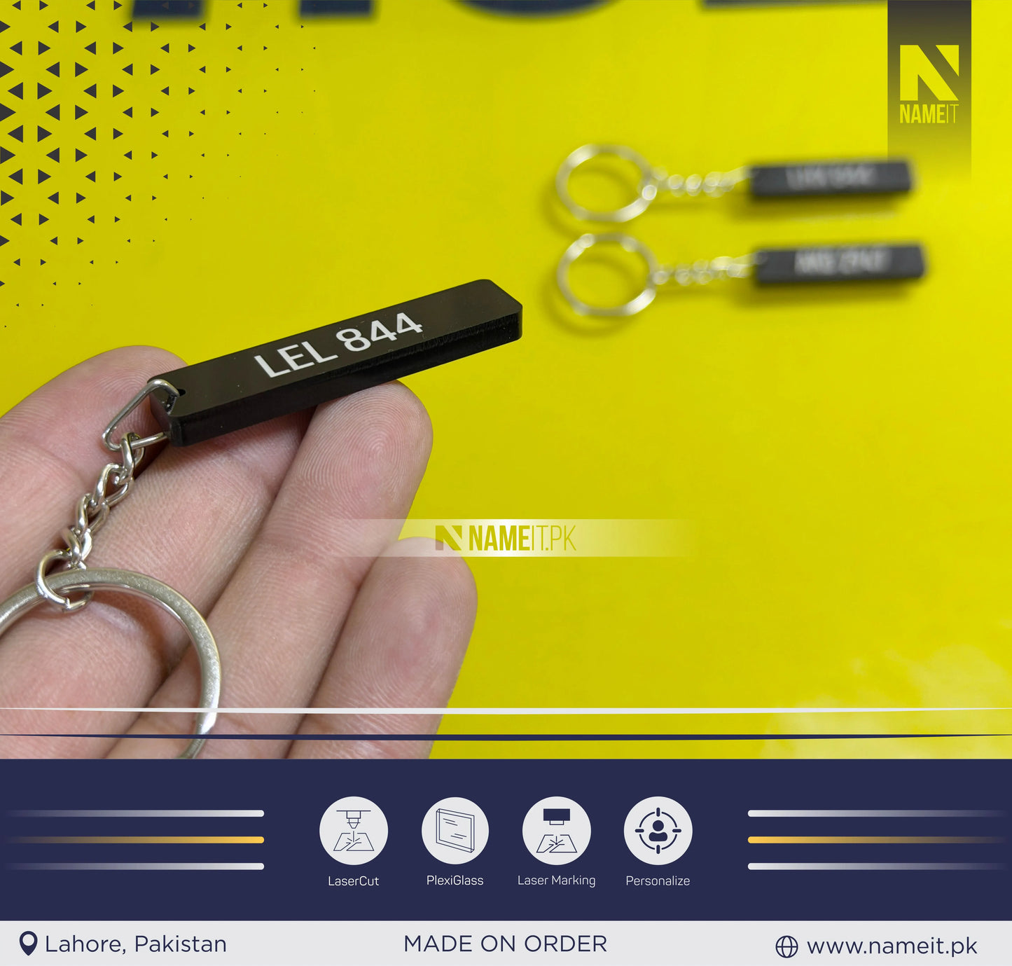 Keychain, Customized Acrylic Keychain Glossy Write Your Car Bike Number or Any Name Keychain Customized