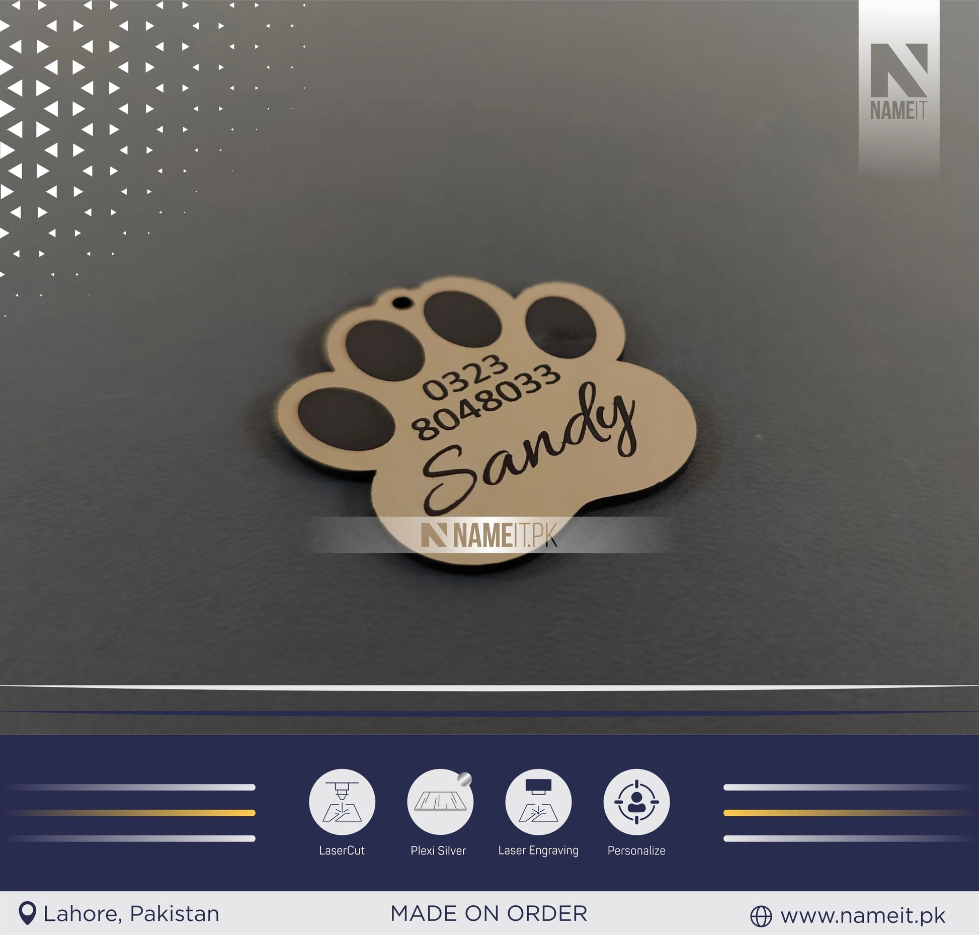 Pets Tag Personalized, Paw Shape Tag, Pet Tags for Collars, Engraved Tag, Name Tag, Customized Pet Tag, Kitty Tag NAMEIT PAKISTAN