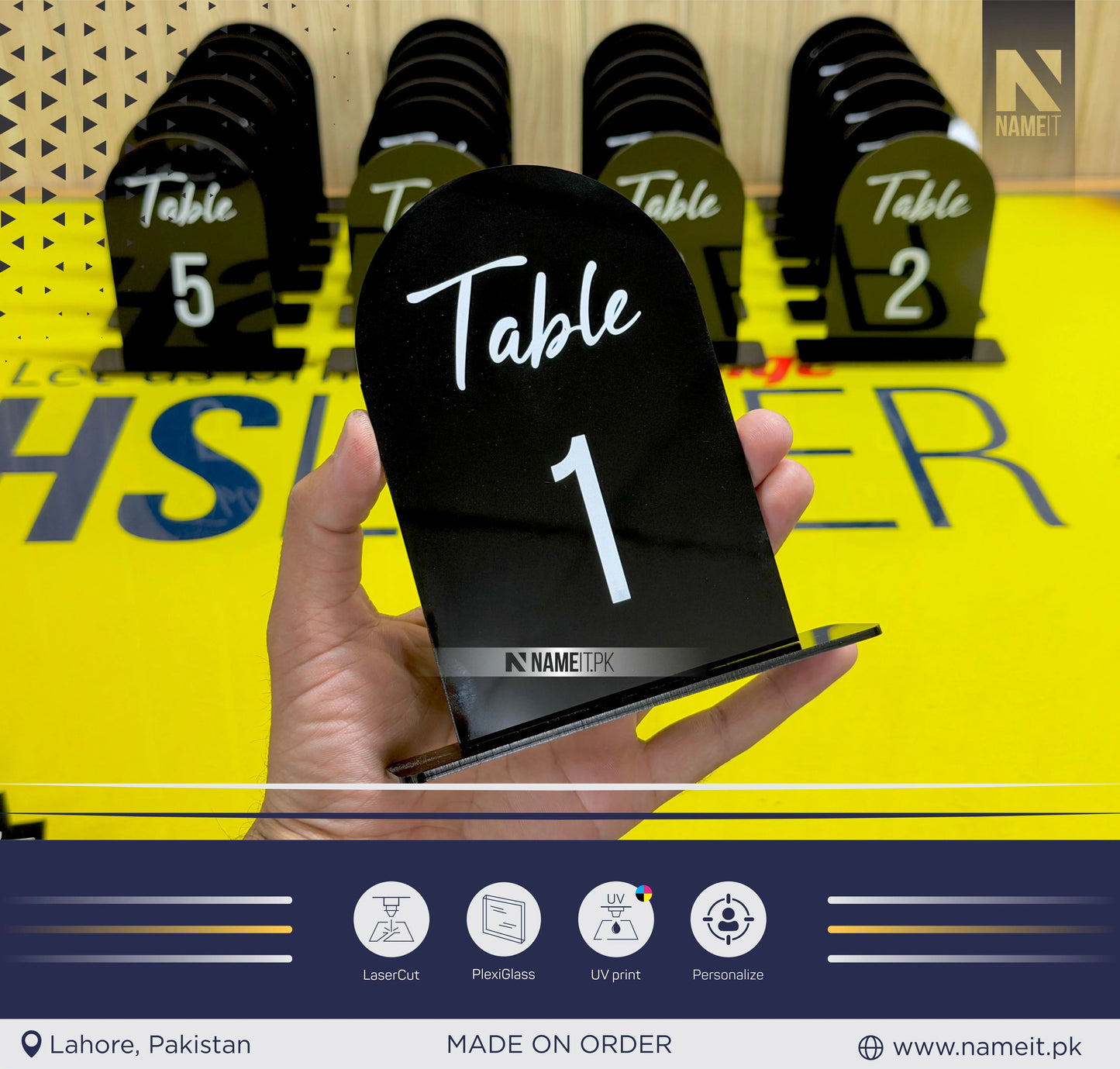 Black Acrylic Table Numbers - Wedding Table Decor - Wedding Signage - Table Signs - Table Numbers - Wedding Stationery - Reception Signs