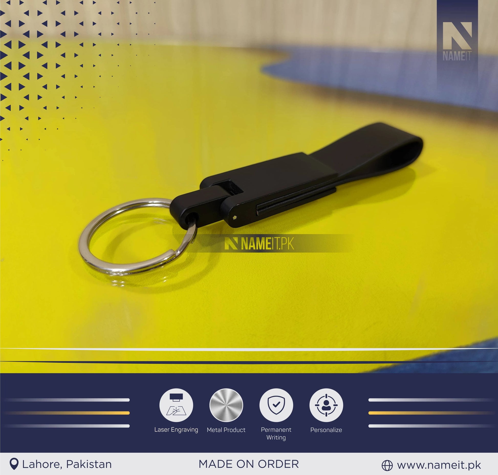 Personalized Premium Leather & Metal Keychain, Business Logo, Name, Custom Marketing Business Merchandise, NAMEIT PAKISTAN