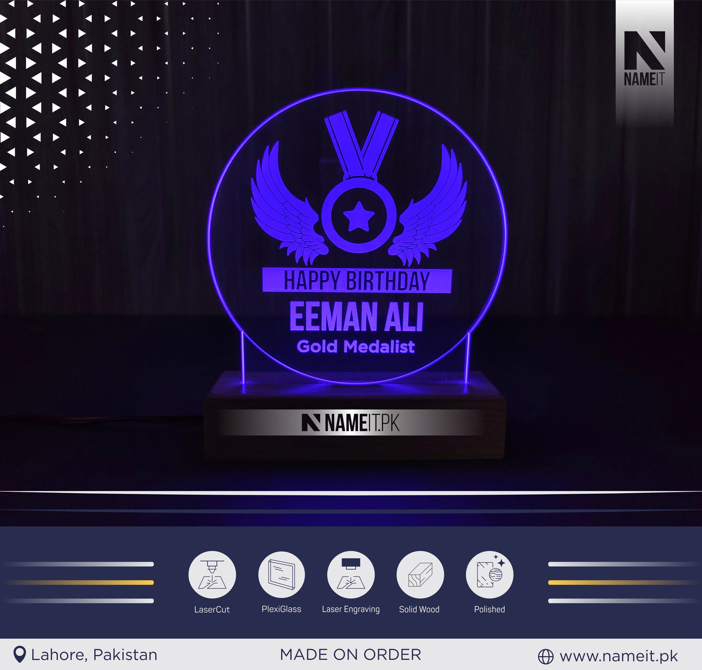Personalized Lamp Led - Award Led Lamp - Acrylic Night Lamp - Gift for Appreciation NAMEIT PAKISTAN