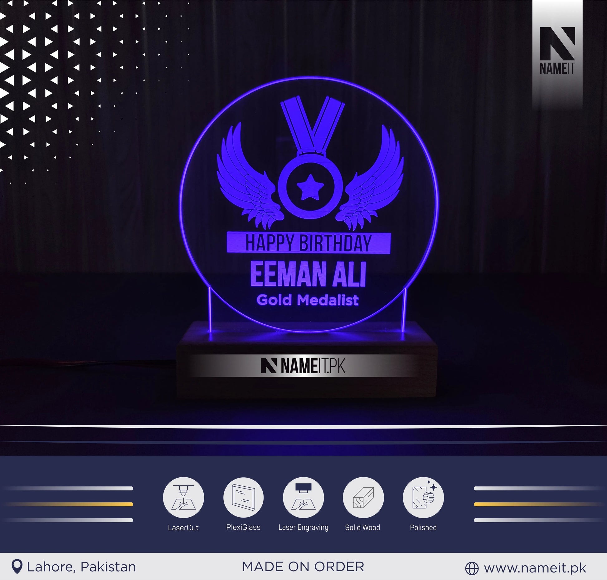 Personalized Lamp Led - Award Led Lamp - Acrylic Night Lamp - Gift for Appreciation NAMEIT PAKISTAN