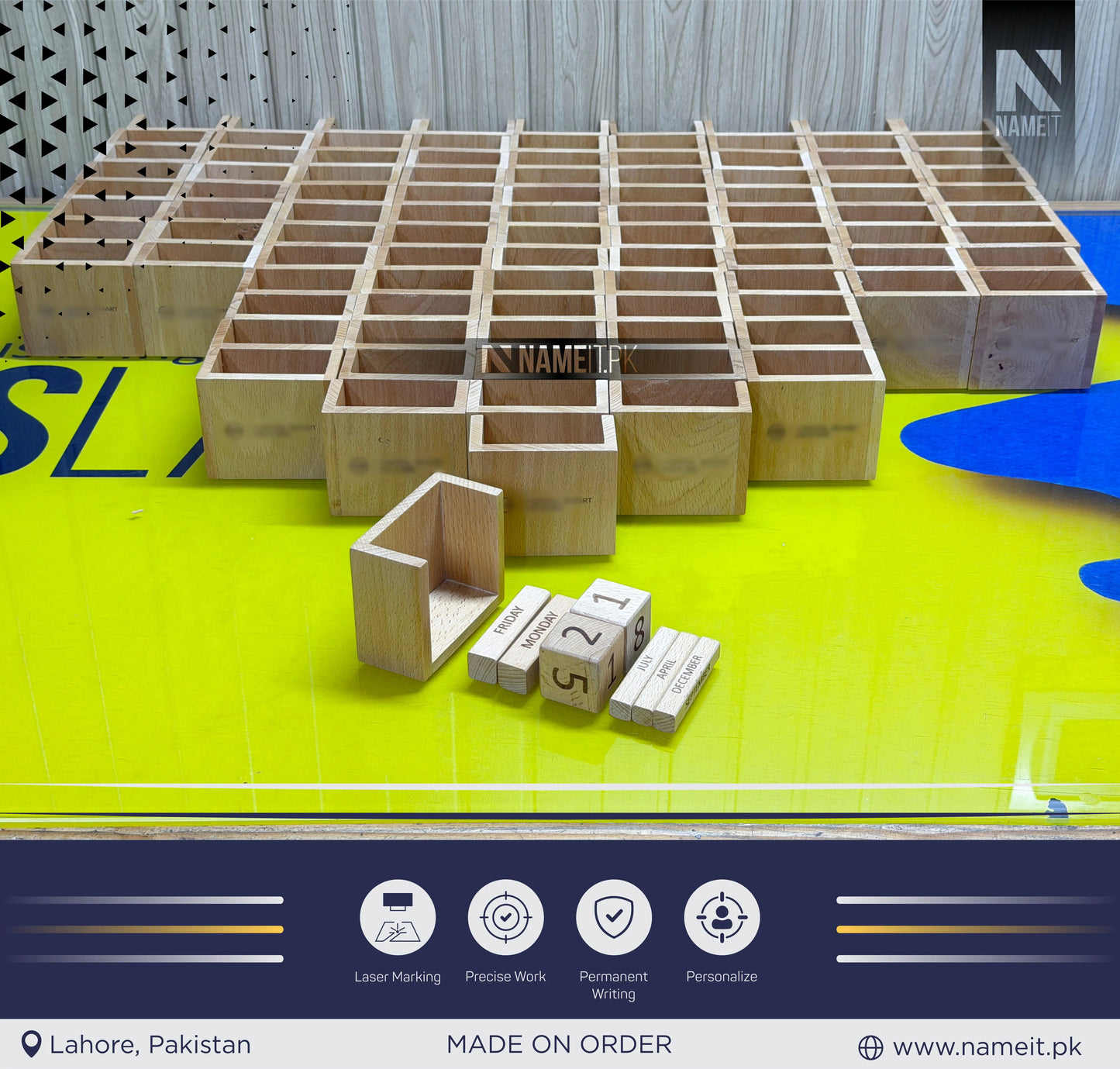 Wooden Calendar, Permanent Calendar, Perpetual Calendar Desk With Your Logo, Wood Blocks Perpetual Calendar, Christmas Gift, Calendar Wood Stand