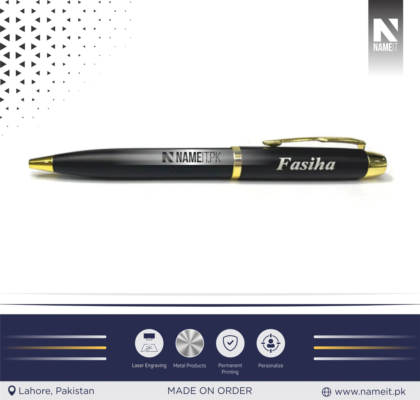 Personalized Premium Stylish Black With Gold Rim Ball Pen, Custom teacher gift,company gifts,student gift,Wedding Gifts,Anniversary Gift,gift for coworker NAMEIT PAKISTAN
