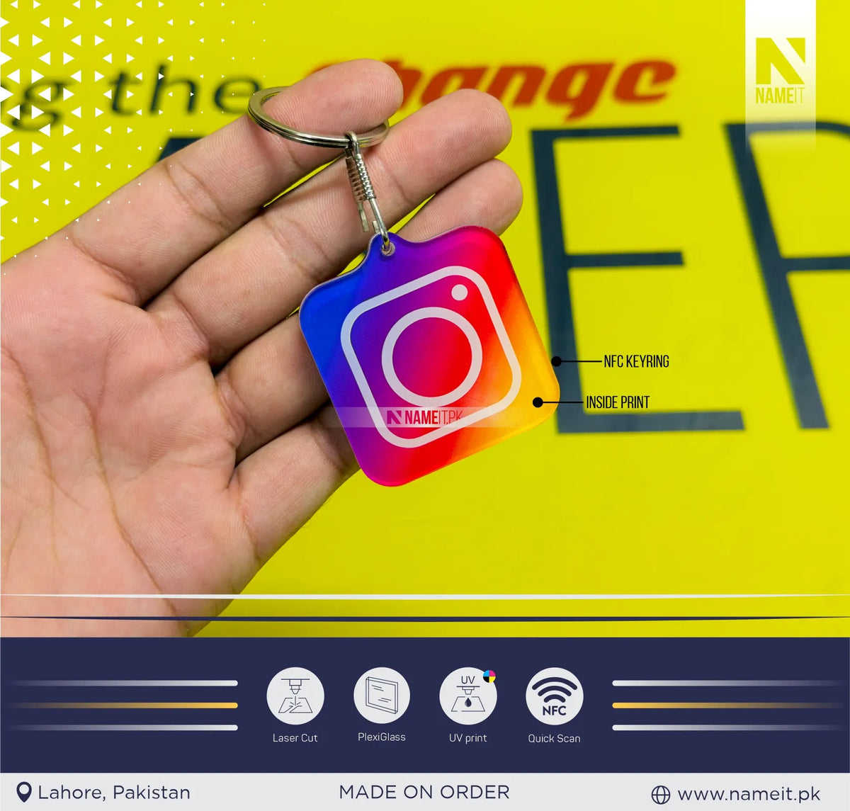 Custom NFC Social Media Keychain | Instagram TikTok Facebook YouTube Spotify Linktree NFC Tag | Personalized NFC Keyring