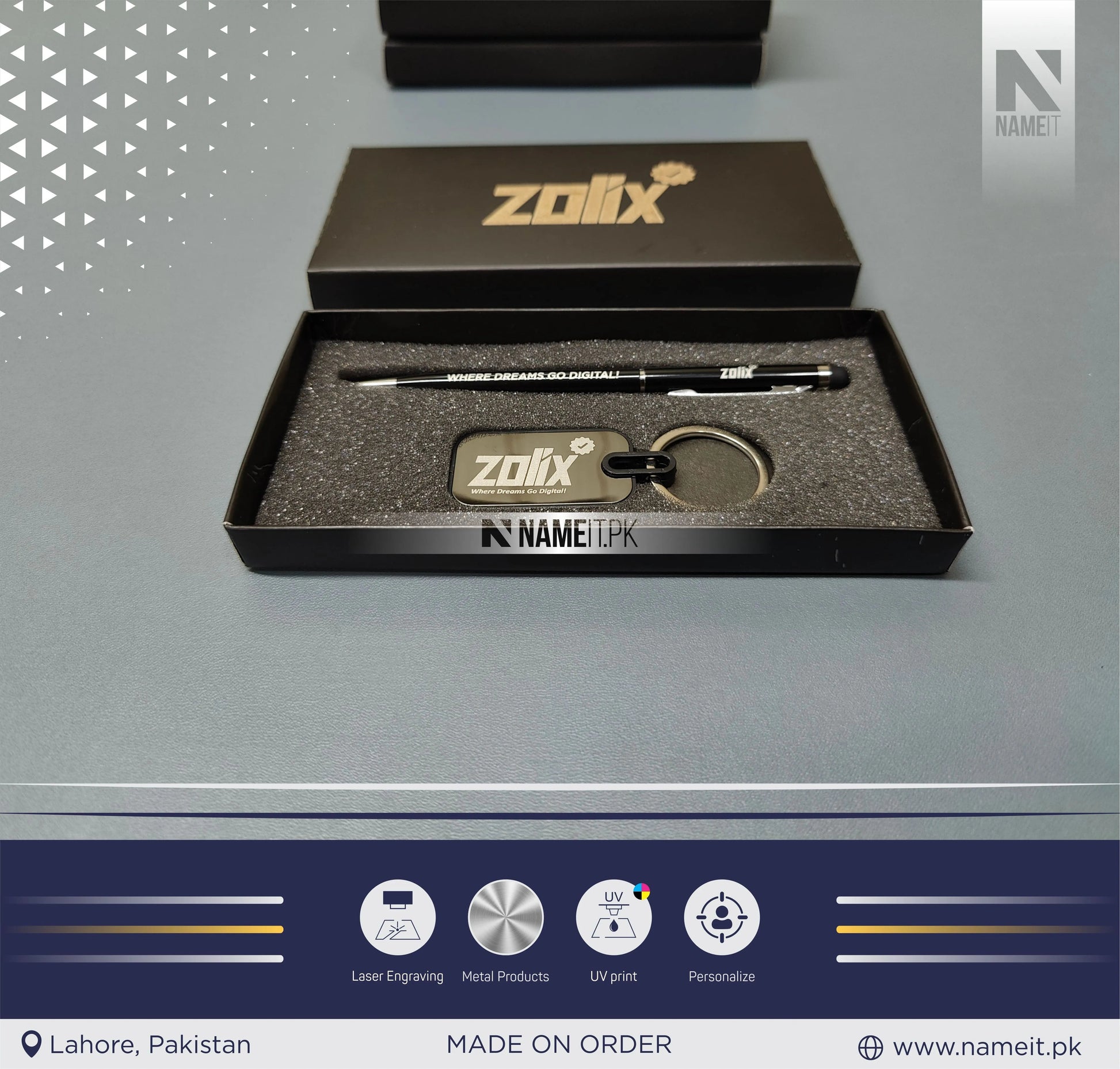 Corporate Gift Set, Customized Premium Metal Pen & Metal Keyring NAMEIT PAKISTAN
