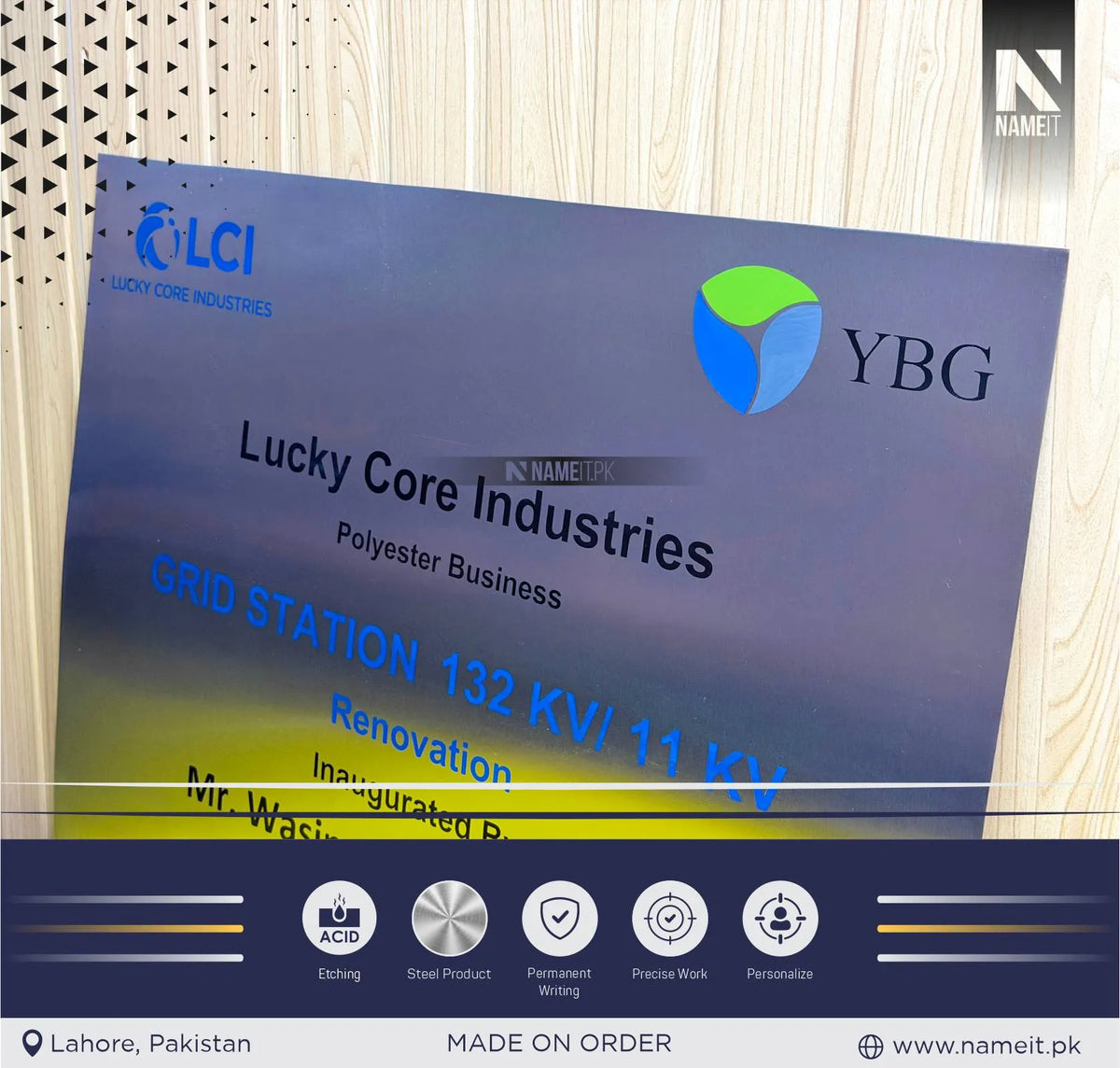 Custom Luxury Steel Inauguration Plaque for Corporate Projects | Personalized Grid Station Renovation Commemorative Award with Company Logo, Executive Name & Event Details
