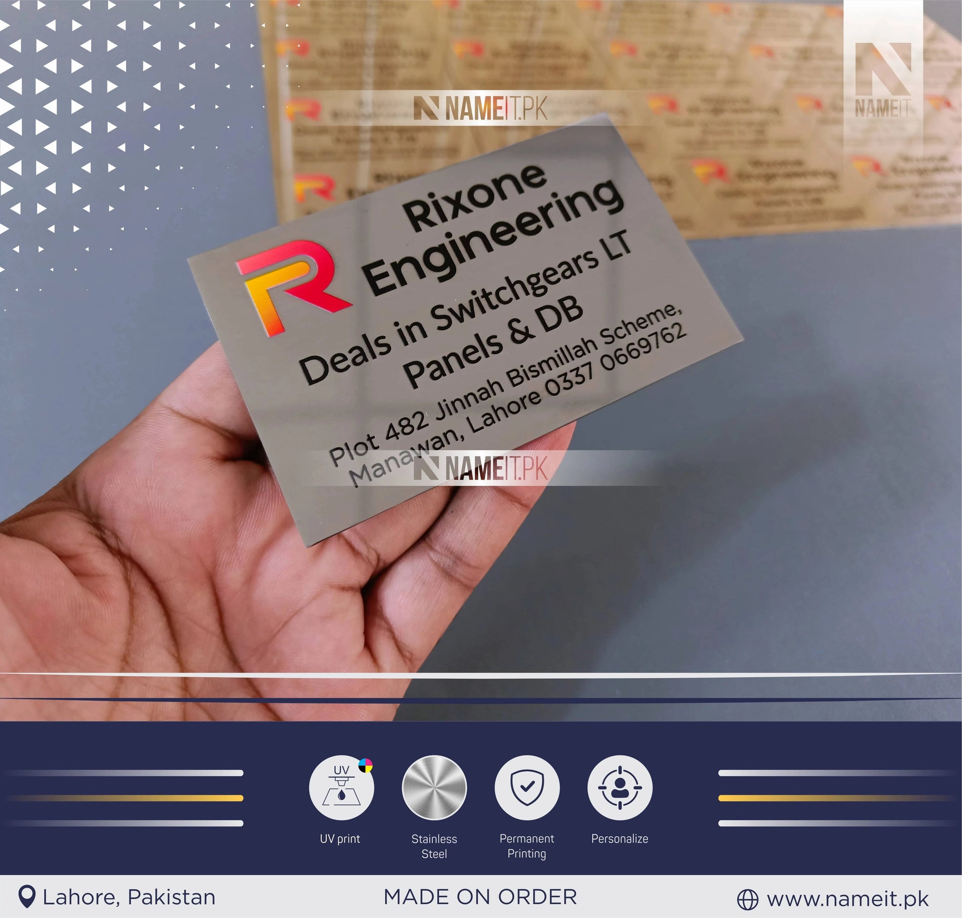 Custom Products Tags, Custom UV Printed Steel Plates, Machine Metal Plate, Custom Machine Labels, Instruction Tags, Printed Tag NAMEIT PAKISTAN