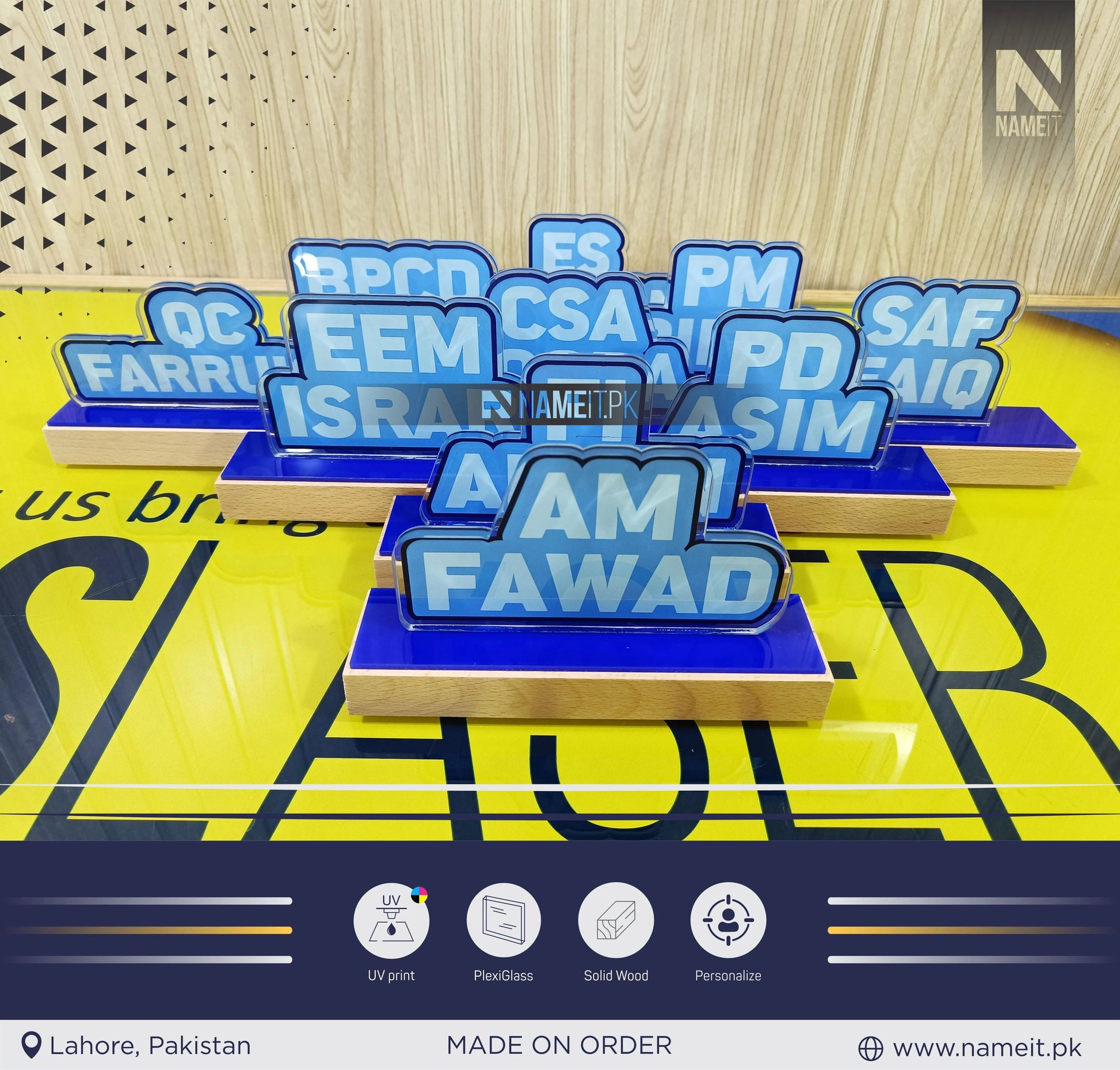 Personalized Acrylic Nameplate for Office Desk, Office Desk Nameplate, Office Gift for Coworkers, New Job Gift, Desk Plaque, Graduation Gift NAMEIT PAKISTAN