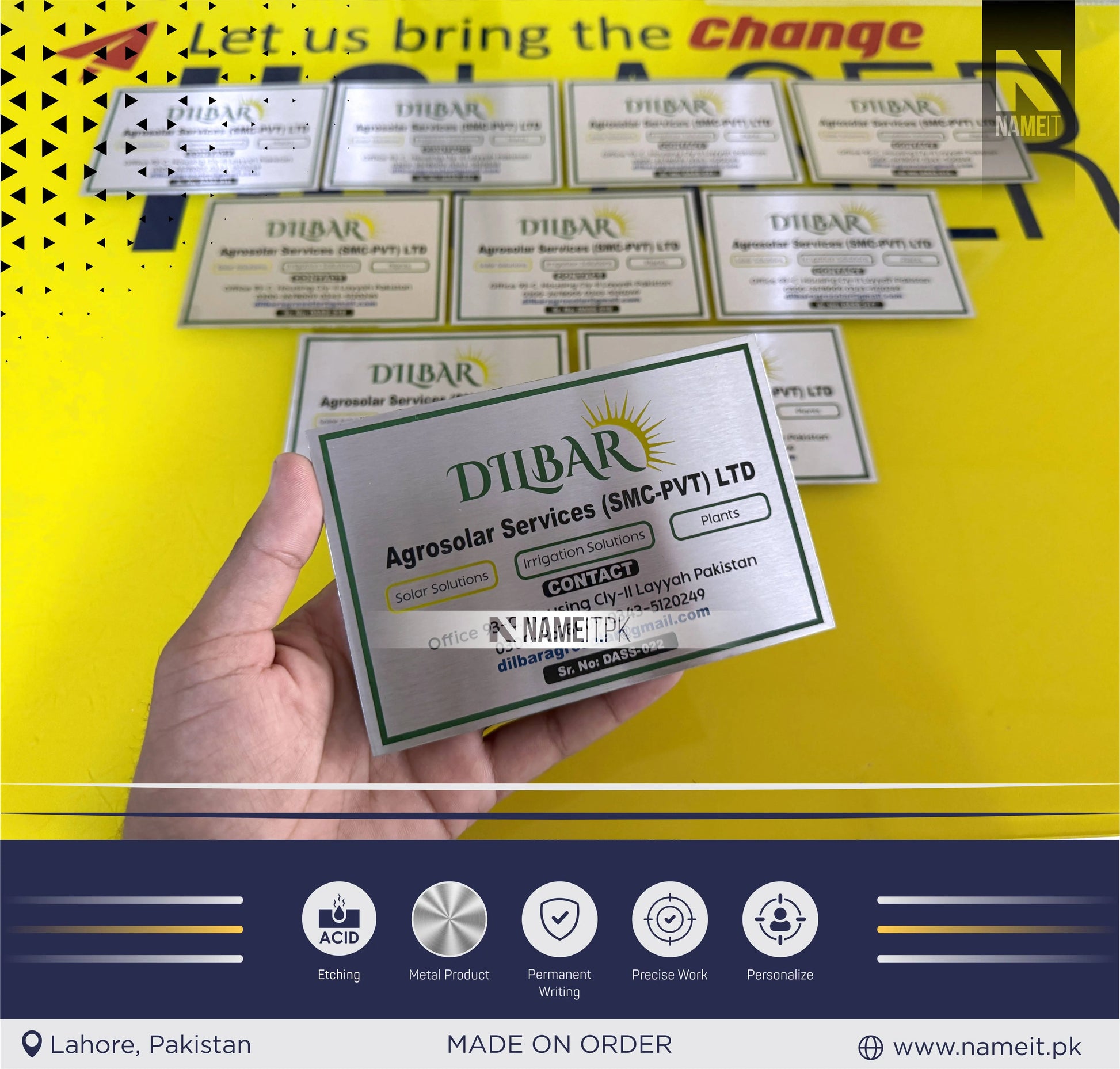 Personalized Etching Mini Business Name Plates, Product Tags, Business Promtional Item NAMEIT PAKISTAN