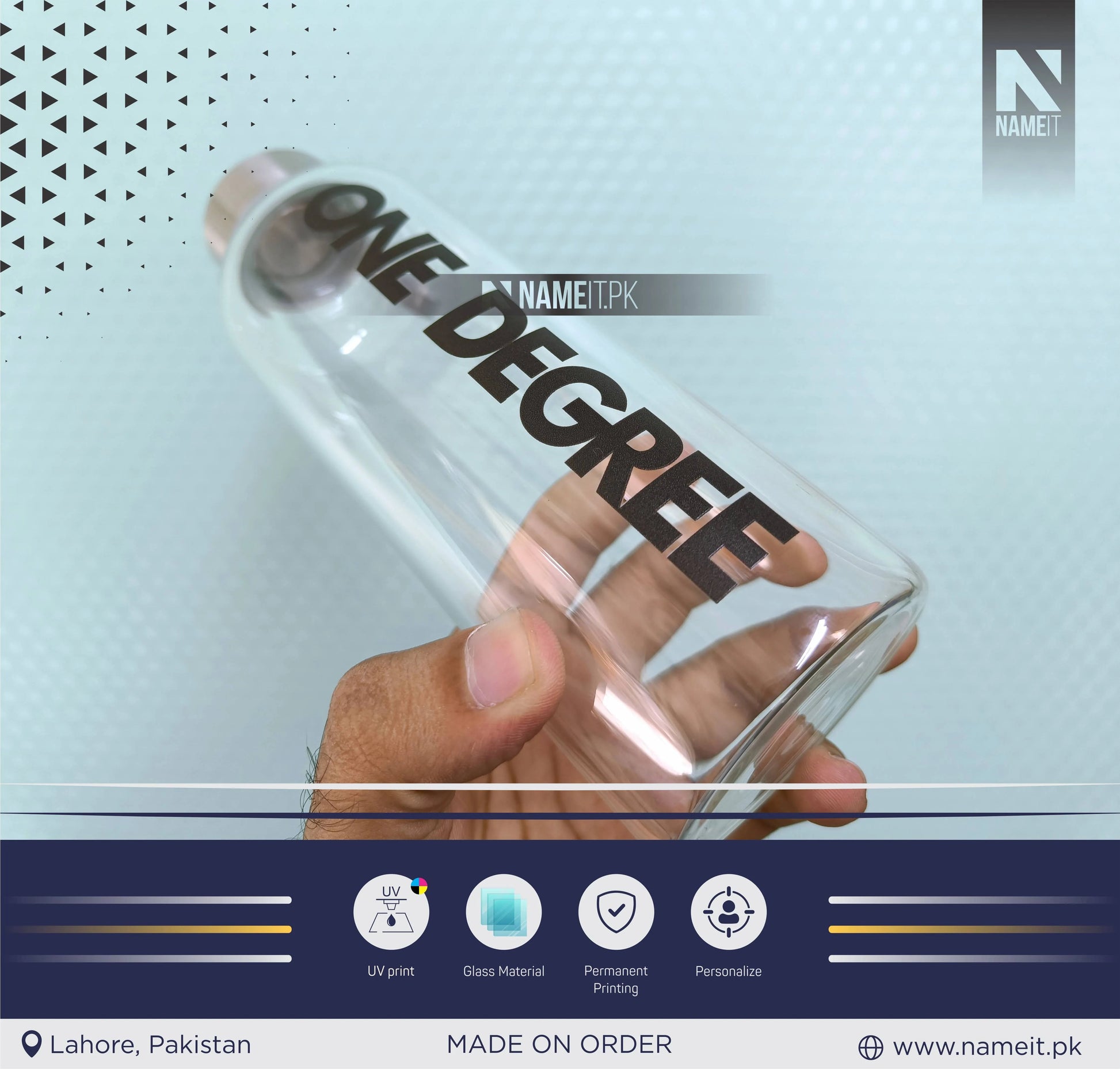 Personalized Crystal Glass Water Bottle with Sleeve Available | Custom Glass Water Bottle | Customizable to Any Design Available NAMEIT PAKISTAN