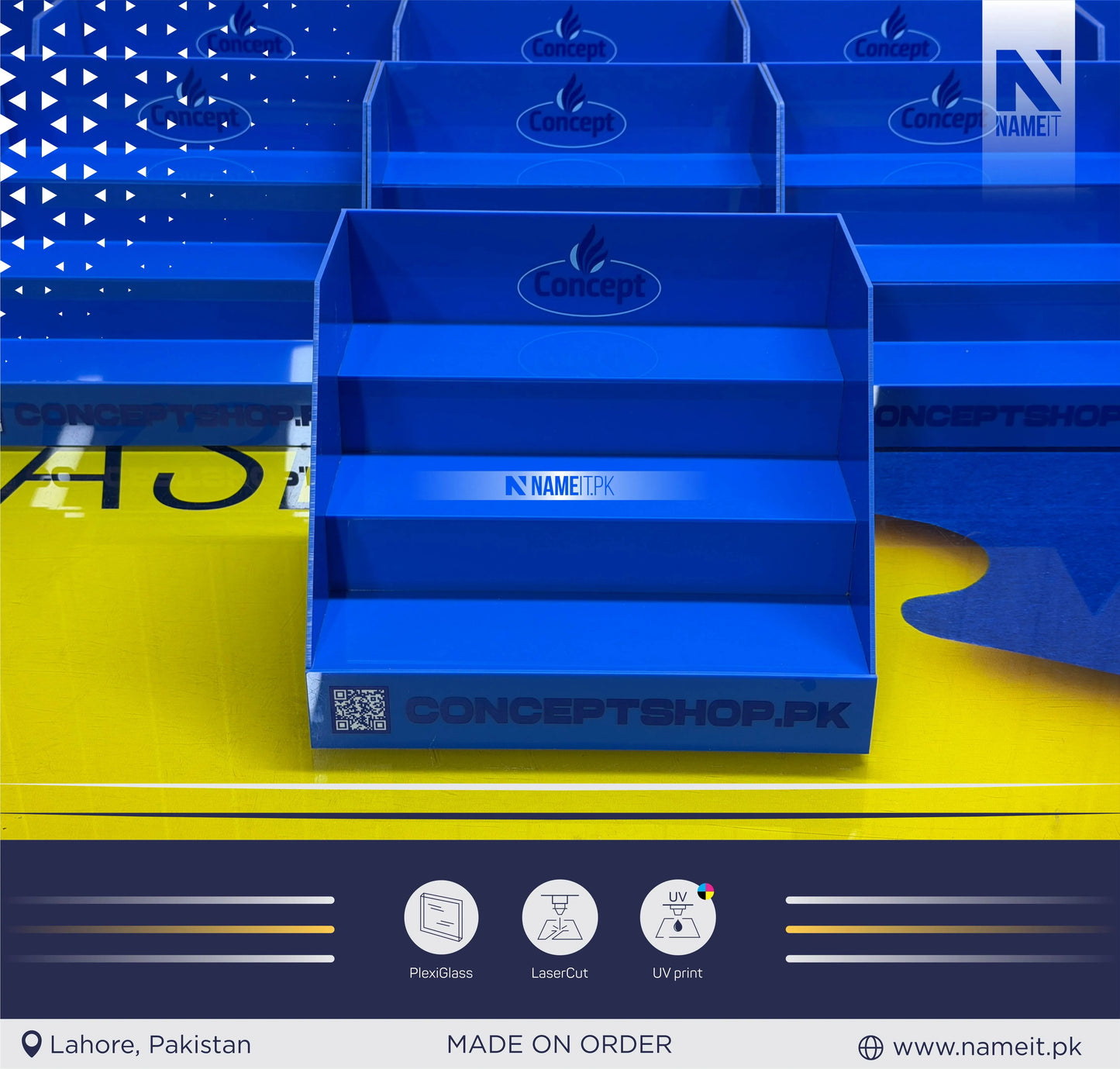 Organizer Display Stand - Custom Acrylic Uv Printed Product Organizer, Product Display Stand