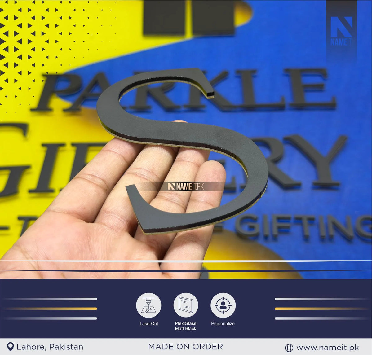 Custom Matte Black Acrylic Alphabet Letter – 3D Wall Name & Decor Letter