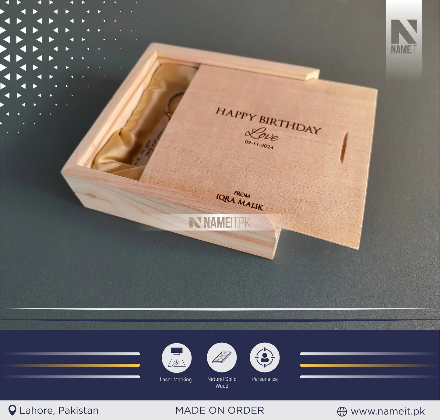 Customize Metal Wallet Card With Message, Customize Metal Keyring With Box Packing (perfect Gift To Send Your Father , Husband , Fiance Or Any One) NAMEIT PAKISTAN