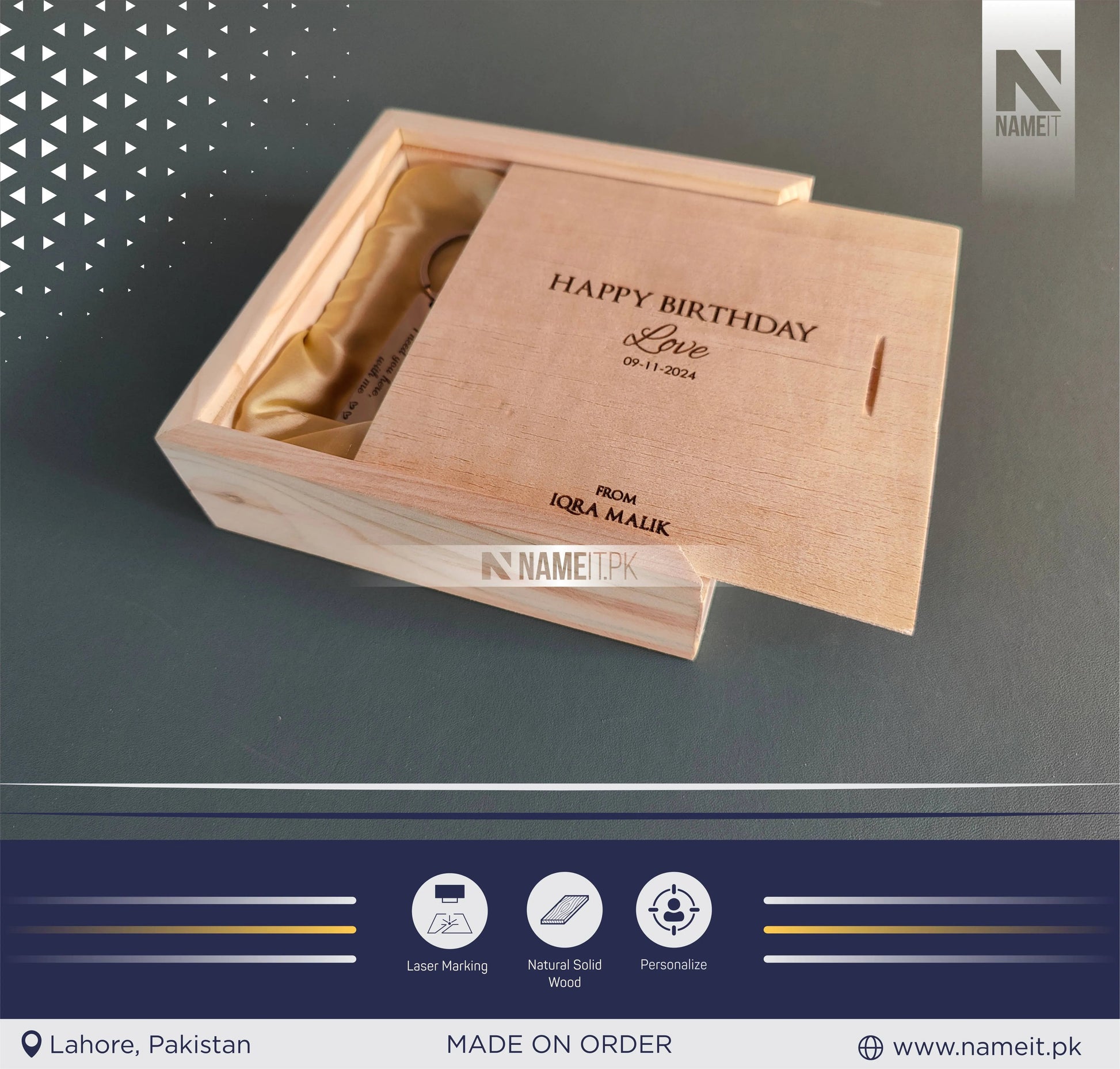 Customize Metal Wallet Card With Message, Customize Metal Keyring With Box Packing (perfect Gift To Send Your Father , Husband , Fiance Or Any One) NAMEIT PAKISTAN
