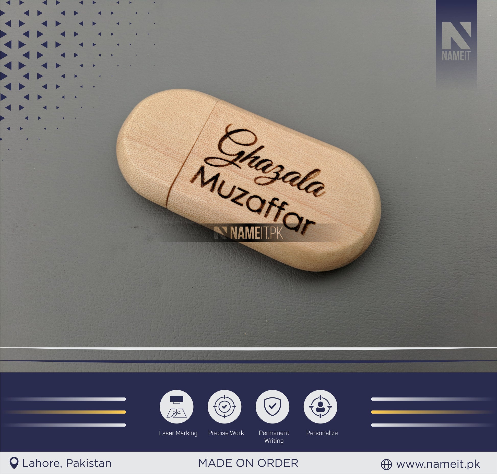 Wooden Custom USB Drive with Box Case | Personalized Keepsake Box NAMEIT PAKISTAN
