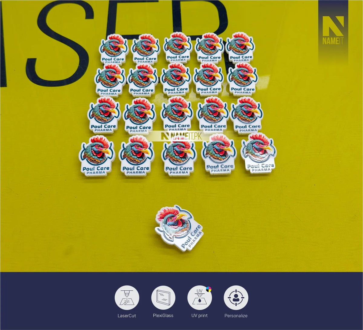 Customized Acrylic Logo Badges with Premium Gloss Print | Personalized Company & Brand Badges