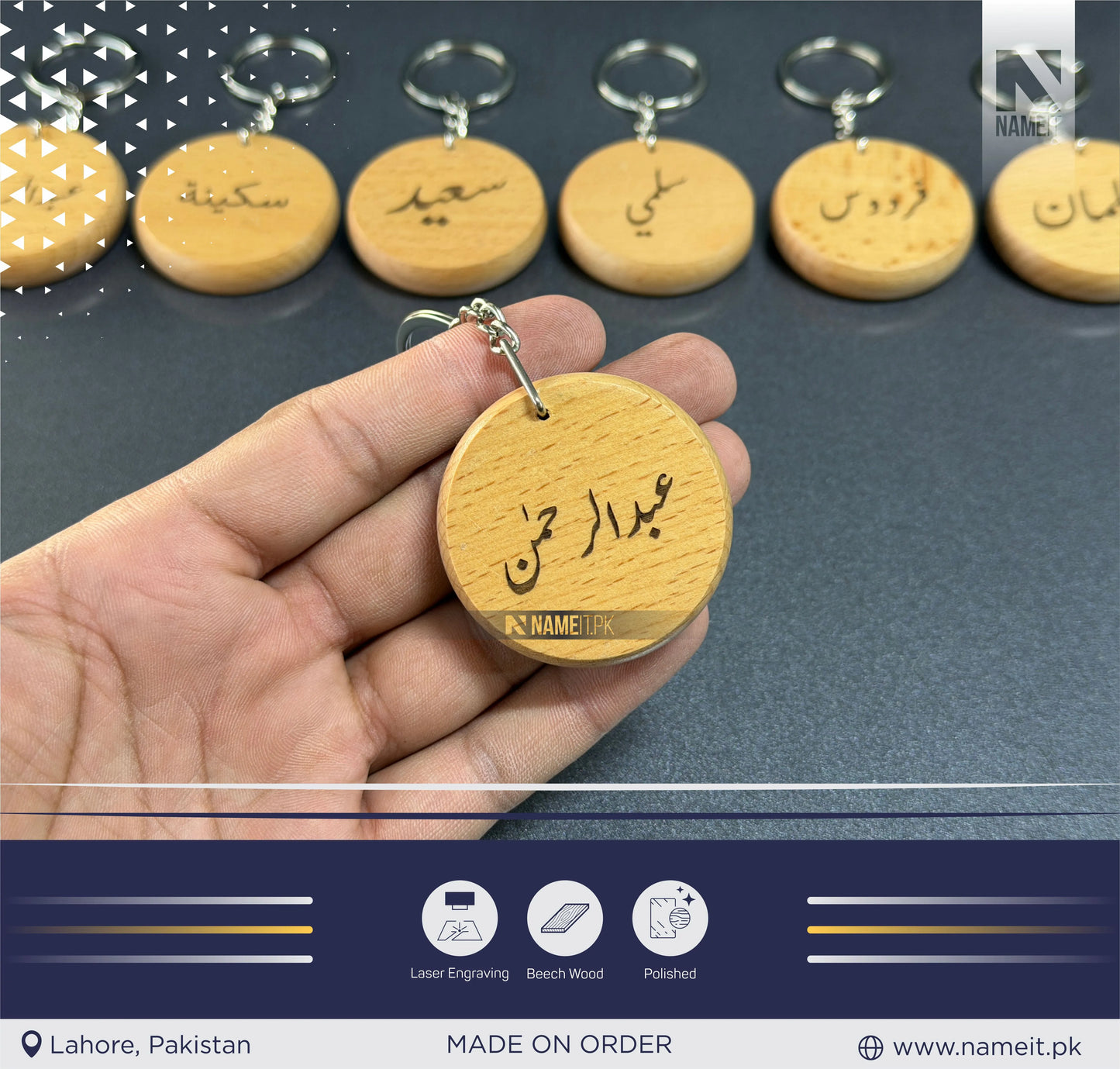 Keychain, Customized Wooden Keychain - Laser Engraved Circular Wood Keyring | Personal Message Gift for Anniversary, Birthday, or Weddings