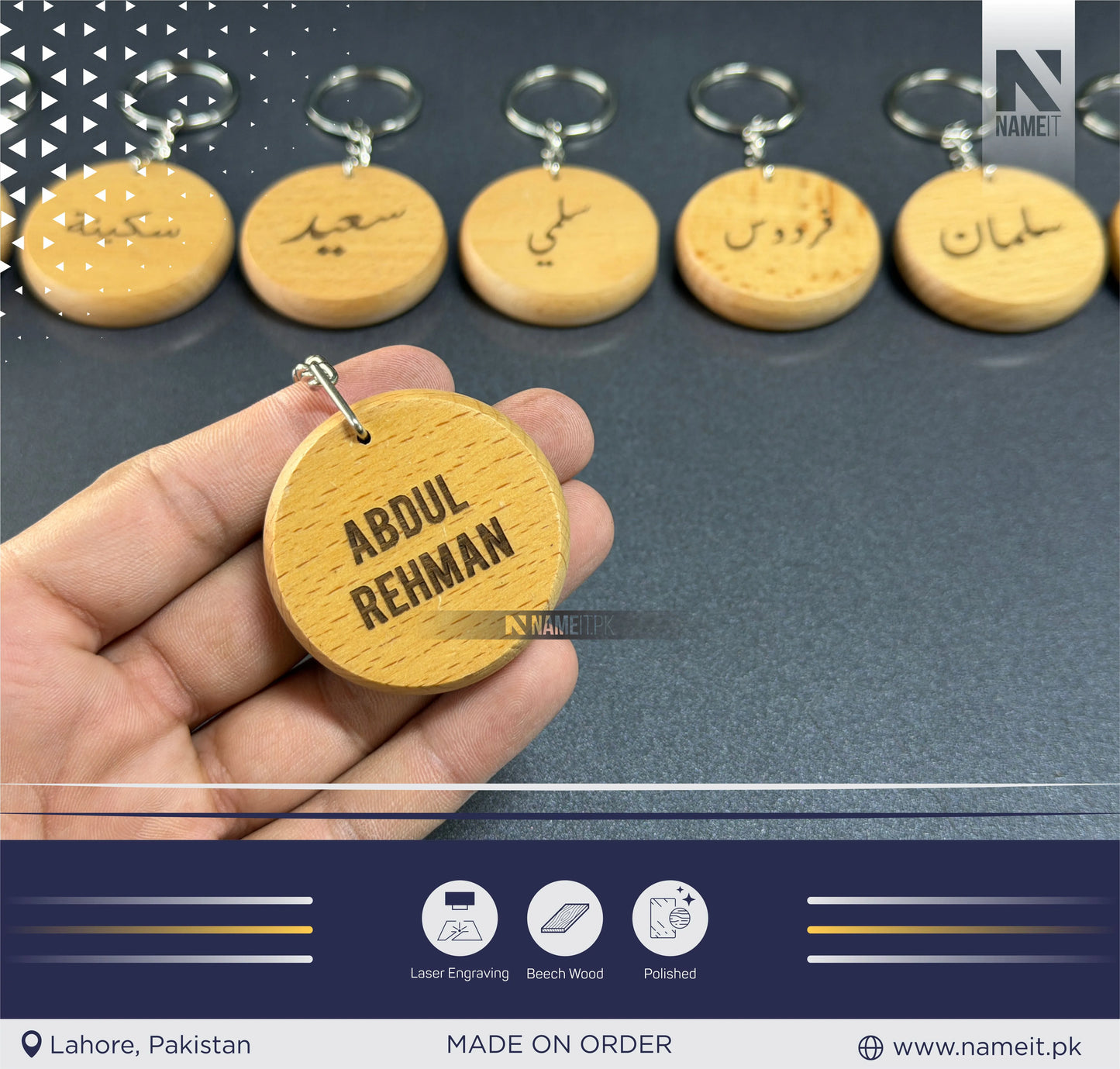 Keychain, Customized Wooden Keychain - Laser Engraved Circular Wood Keyring | Personal Message Gift for Anniversary, Birthday, or Weddings