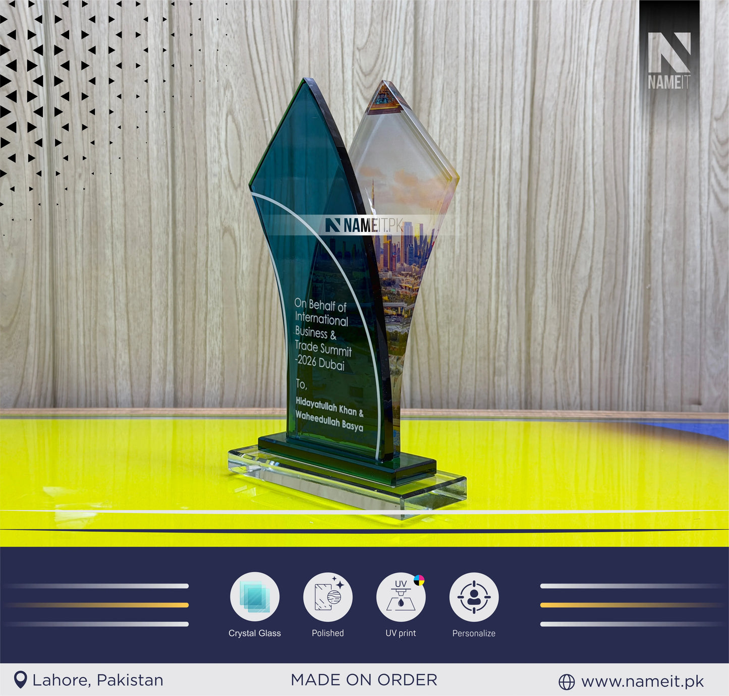 Shield, Corporate Personalized Double Curved Crystal Award for Retirement Appreciation ,Gift Plaque, Graduation Plaque, Crystal Award, Printed Trophy,Award, Company Gifts