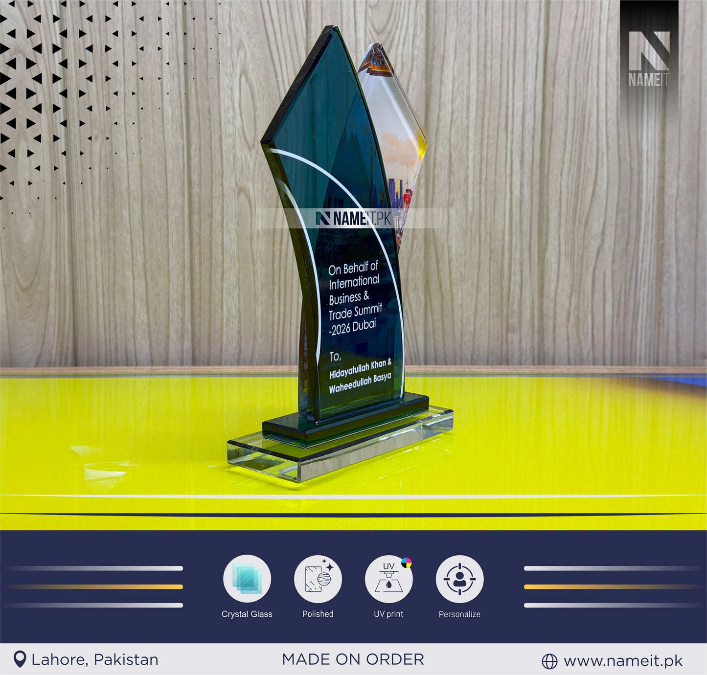 Shield, Corporate Personalized Double Curved Crystal Award for Retirement Appreciation ,Gift Plaque, Graduation Plaque, Crystal Award, Printed Trophy,Award, Company Gifts