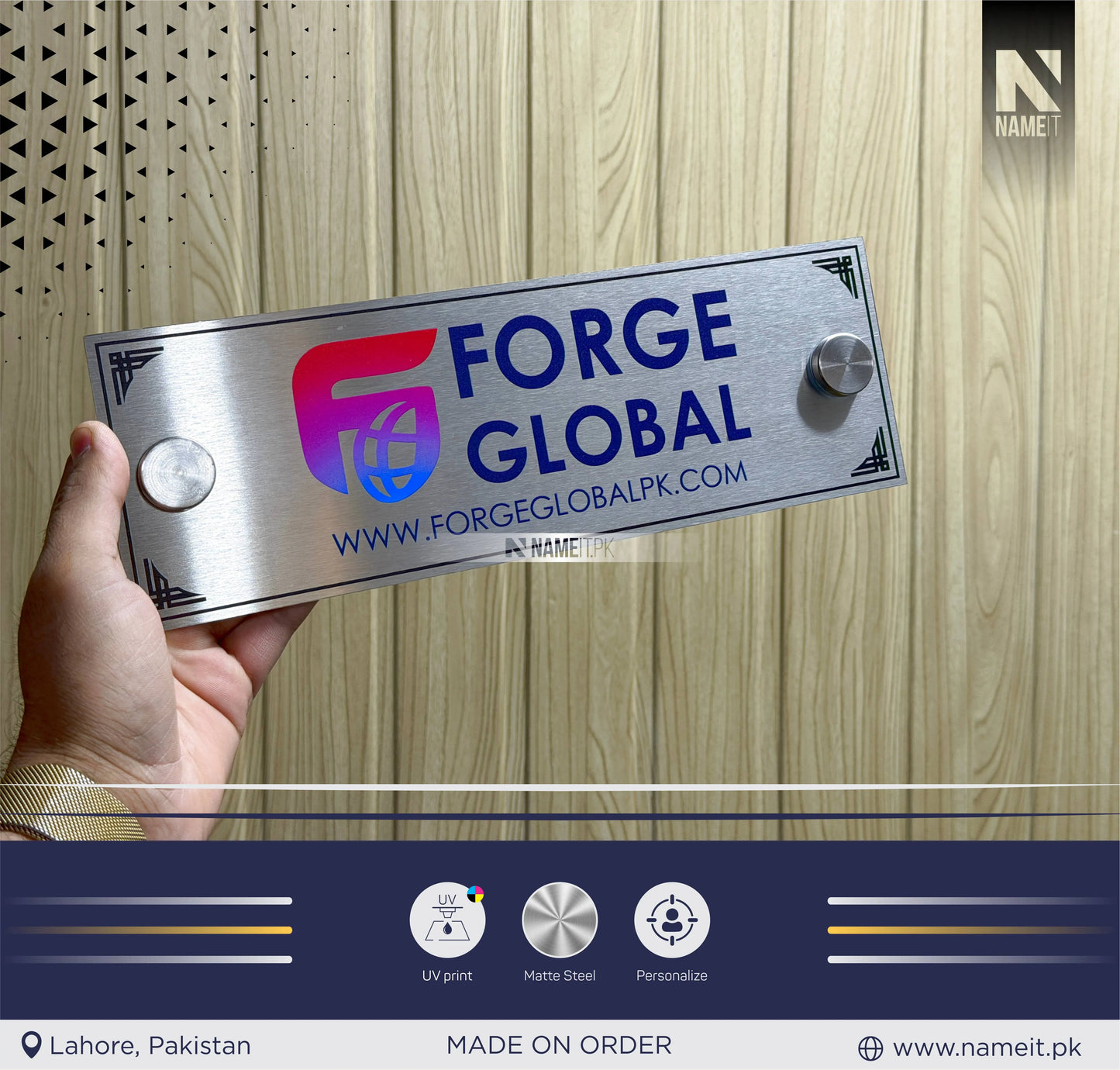 Name Plate, Business Logo Sign plate, Door Wall Sign, Custom Logo Metal Business Signage, Wall Hanging Business Office (Copy)