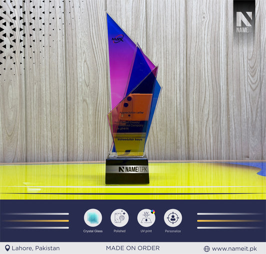 Shield, Corporate Personalized Crystal Award for Retirement Appreciation ,Gift Plaque, Graduation Plaque, Crystal Award, Printed Trophy,Award, Company Gifts