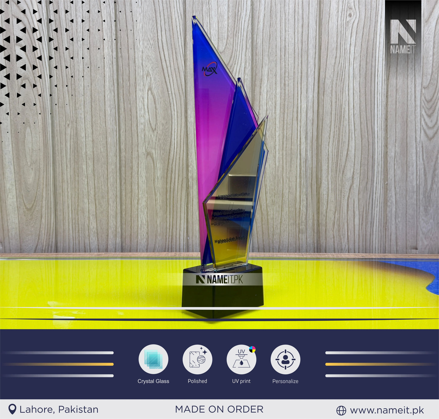 Shield, Corporate Personalized Crystal Award for Retirement Appreciation ,Gift Plaque, Graduation Plaque, Crystal Award, Printed Trophy,Award, Company Gifts