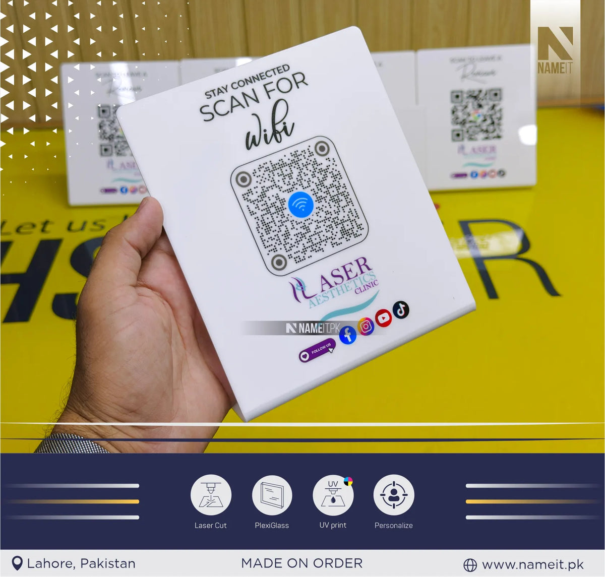 QR Code Acrylic Business Sign: Google Review Display | Table QR code Business Social Media Sign | Payment Sign | Custom Logo Sign | Payment Method and Social Media Sign