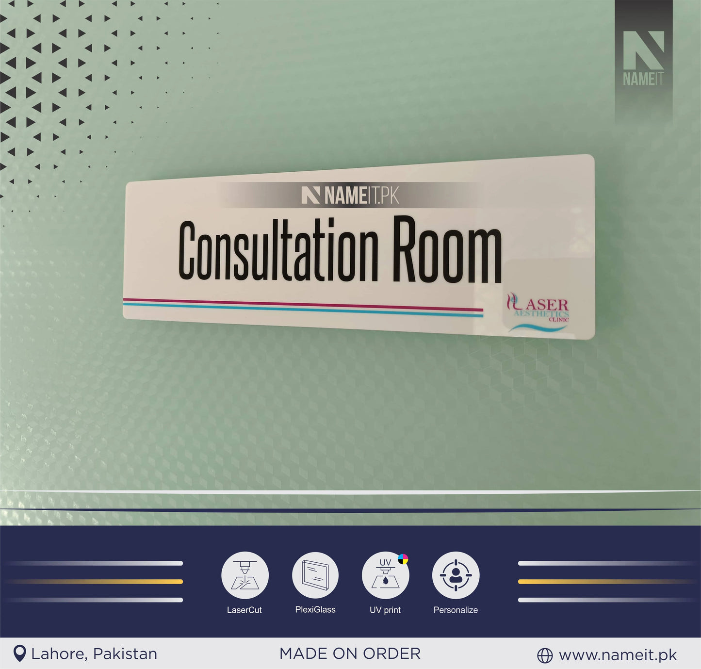 Personalised Door Plate, Custom Printed, Wall Plate, Office Sign NAMEIT PAKISTAN