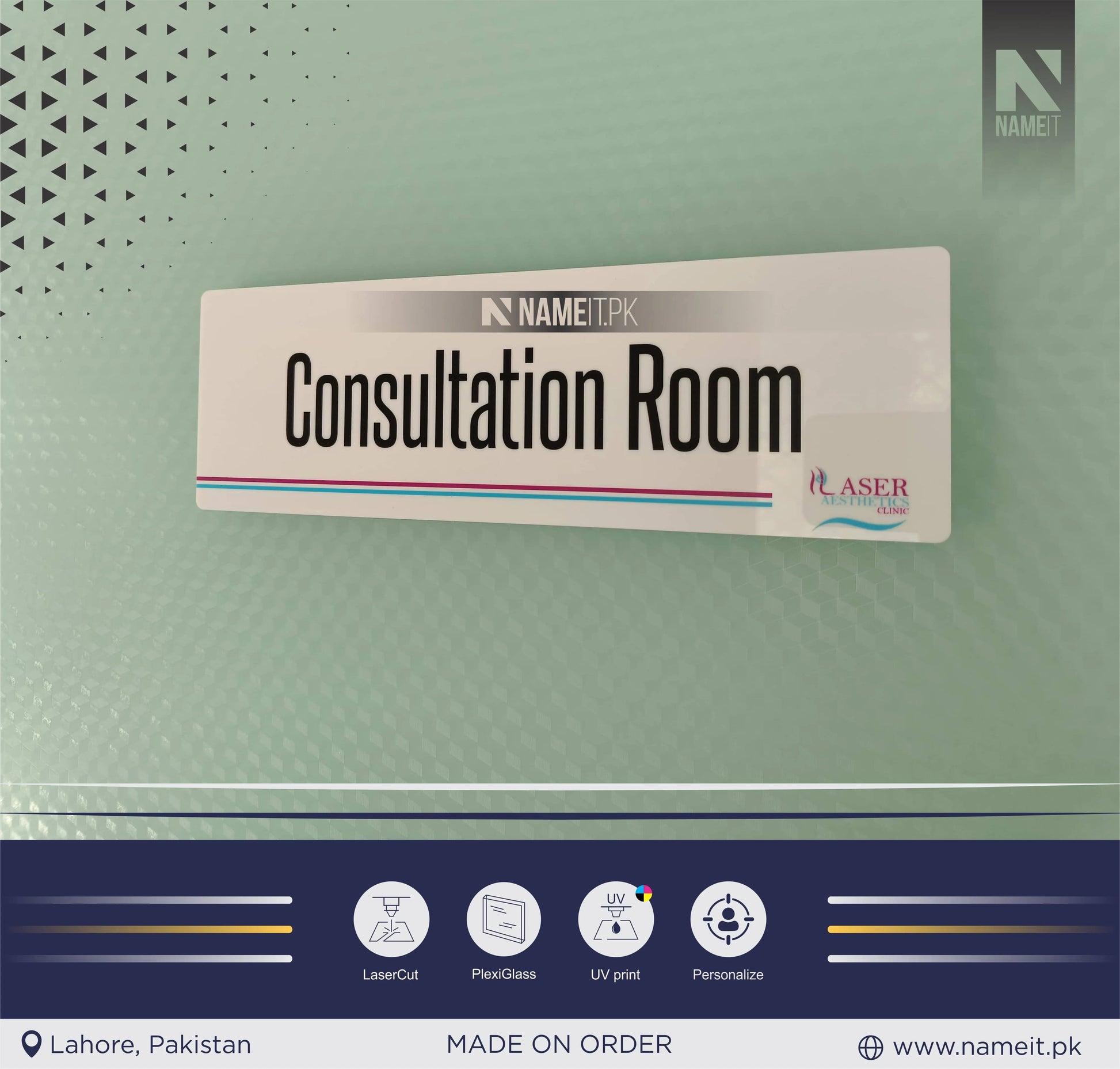 Personalised Door Plate, Custom Printed, Wall Plate, Office Sign NAMEIT PAKISTAN