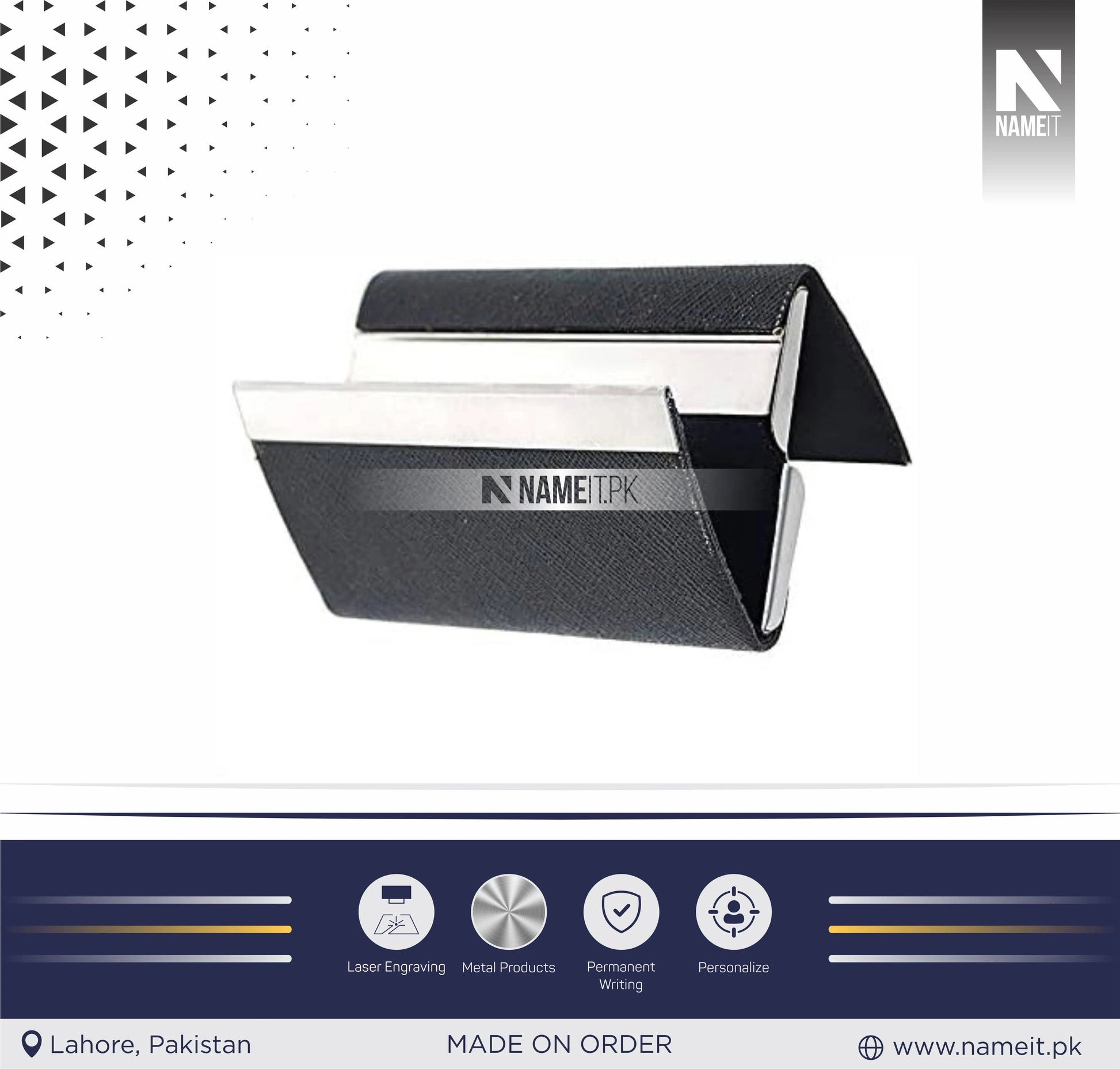 Double Sided Business Card Case ATM Credit Card Holder Pocket Size for Men & Women, Black, Minimalist NAMEIT PAKISTAN