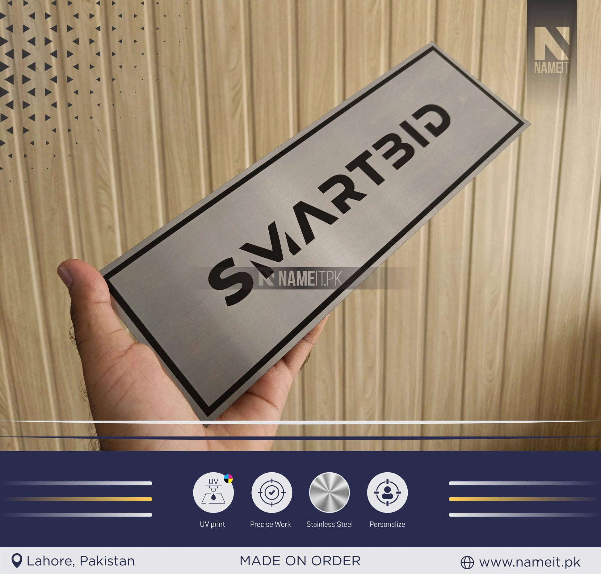 Personalised Steel Door Plate, Custom Printed, Wall Plate, Office Sign NAMEIT PAKISTAN