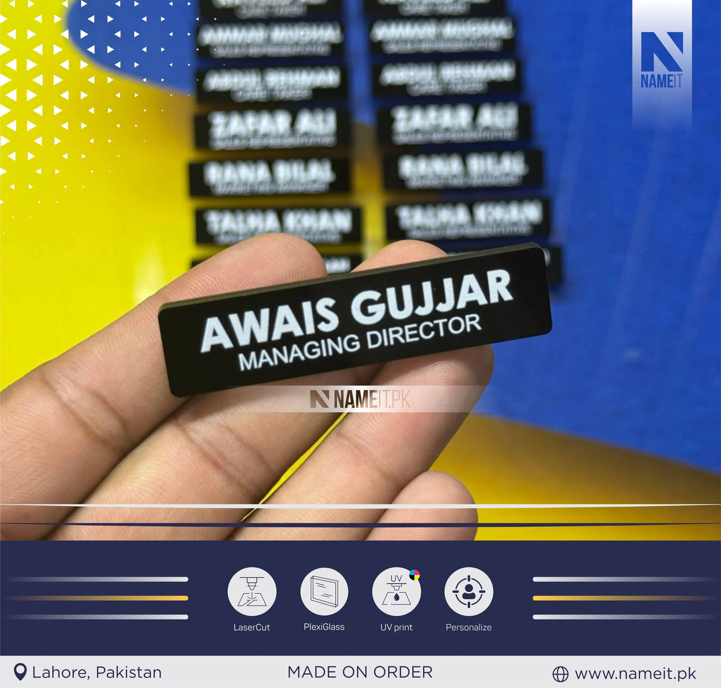 Personalised Printed Name Badge, Staff ID Tag, Design Your Custom Badge, Custom Flat badge for work, Office Name tag Employee Business Tags