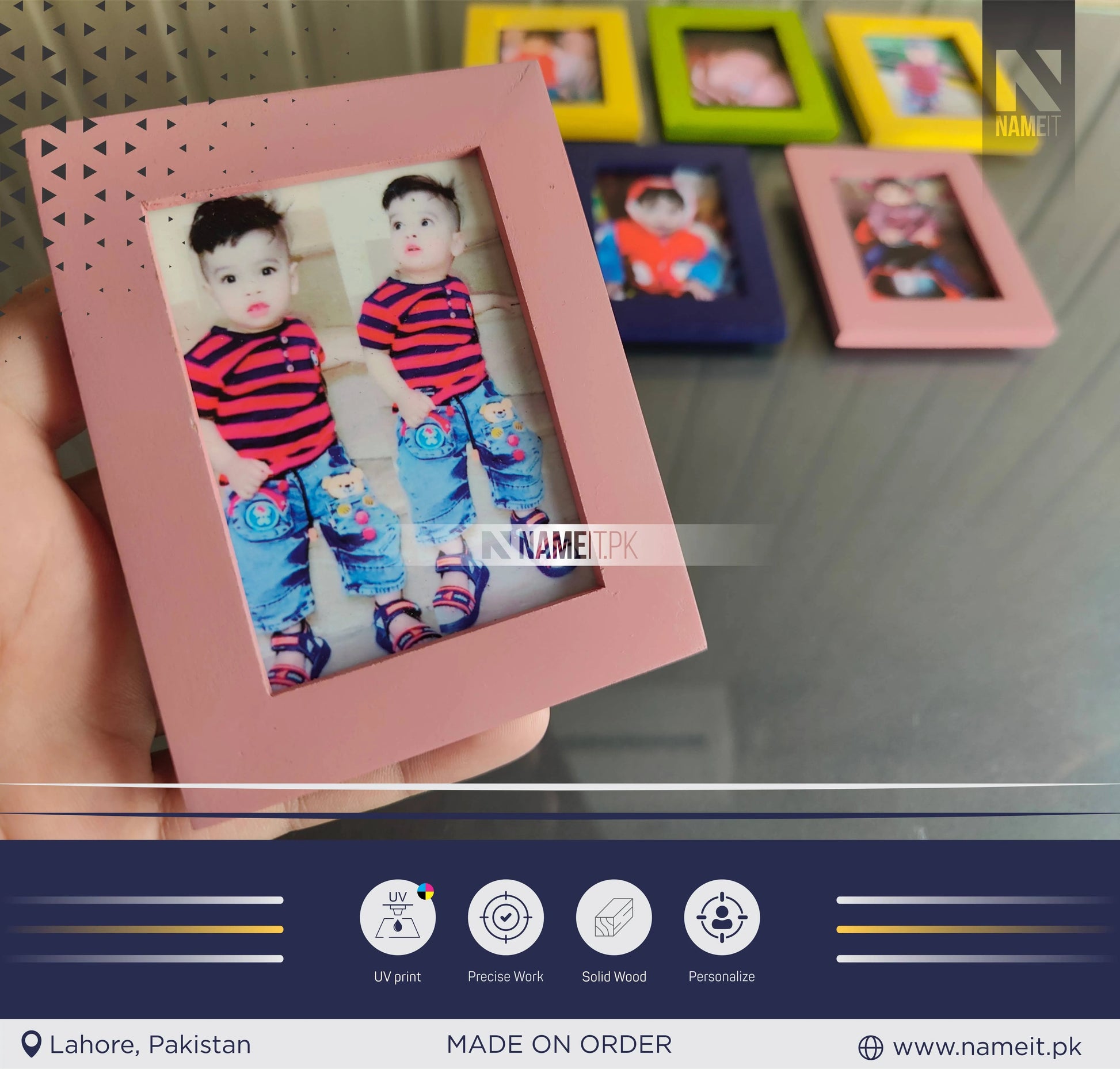 Custom 6 Pcs Multi Photo Frames Wall Hang Picture Frames Set Collage Black NAMEIT PAKISTAN