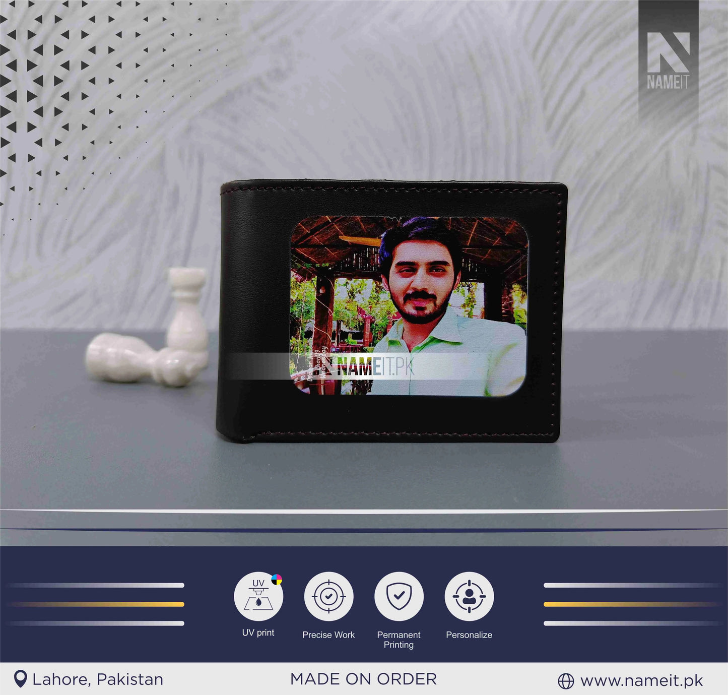 Custom Printed Men Wallet. Photo Personalized Wallet. Gift Wallet. Pu leather. Father's Day. Gift for him NAMEIT PAKISTAN