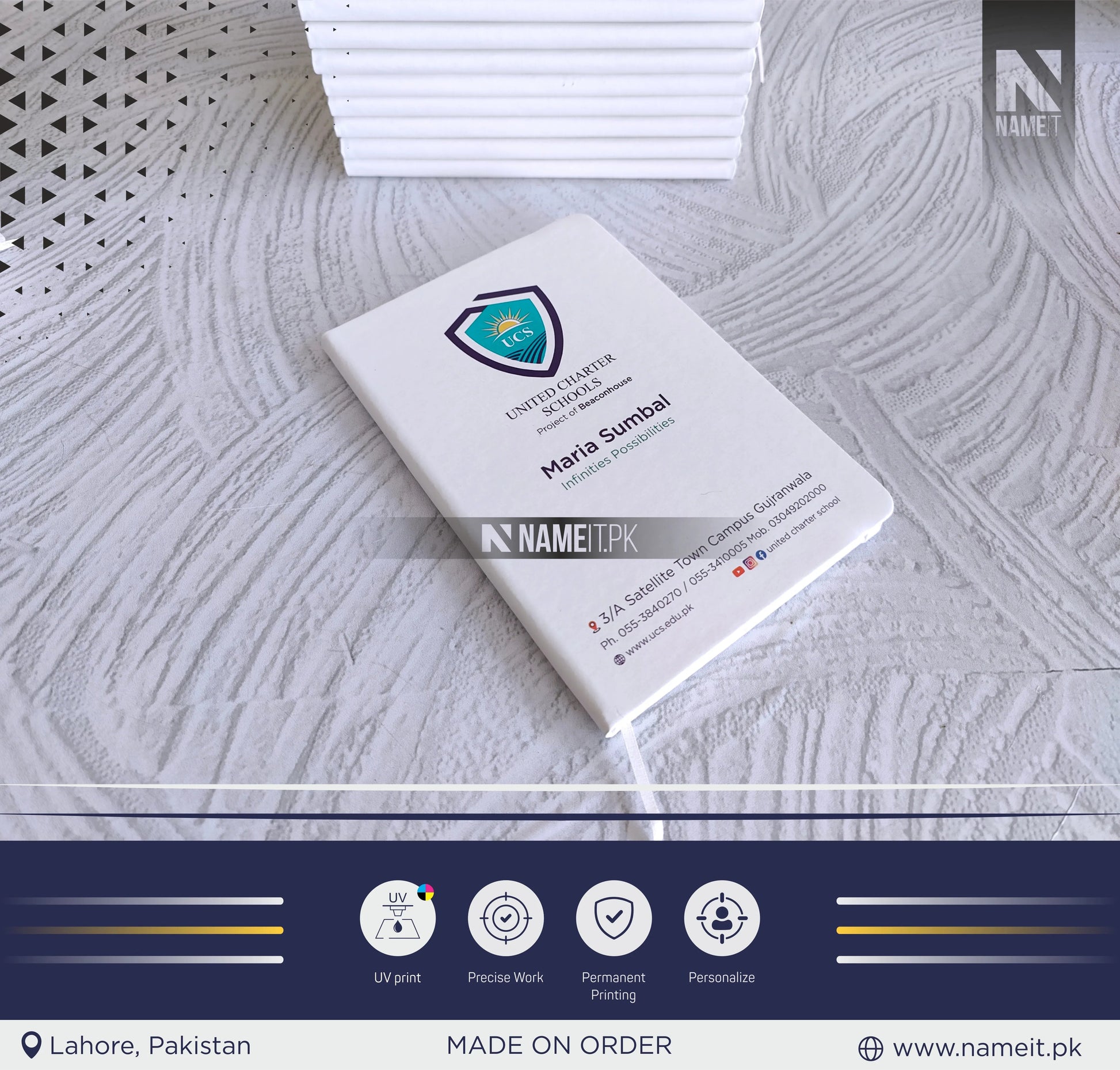 Diary, School Logo Notebook Custom Logo note book Corporate Gift for Clients Employee Gift Corporate Swag Custom Diary NAMEIT PAKISTAN