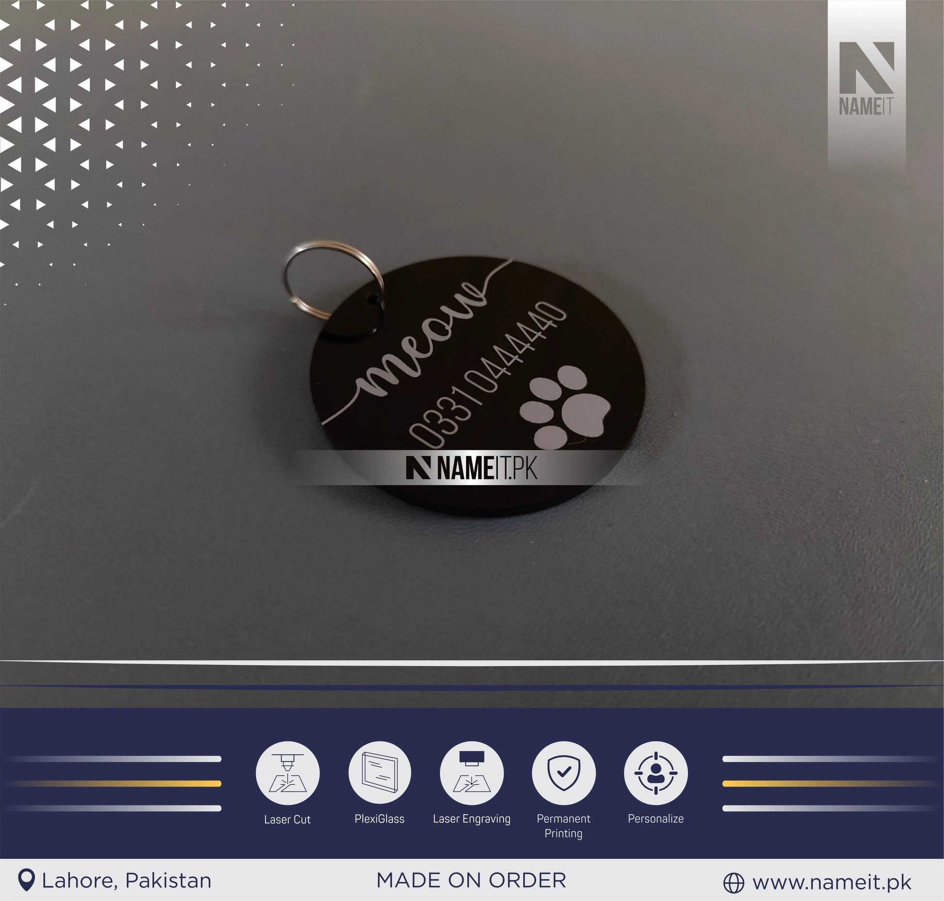Personalised Acrylic Pet ID Tag, Circle Engraved Pet Tag, Custom Pet Tag - 2 colour choices available NAMEIT PAKISTAN