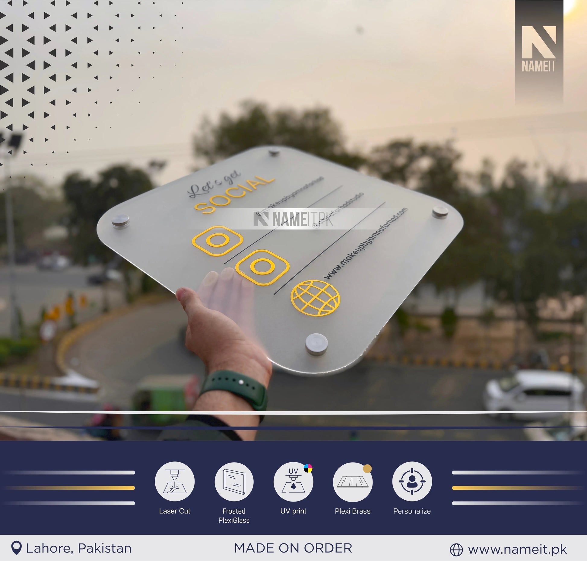 Barcode Frame, Frosted Social Media Sign | Square Wall Sign | Payment Sign | Custom Logo Sign | Payment Method and Social Media Sign NAMEIT PAKISTAN